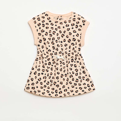 Robe à manches courtes en jersey de coton BEIGE
