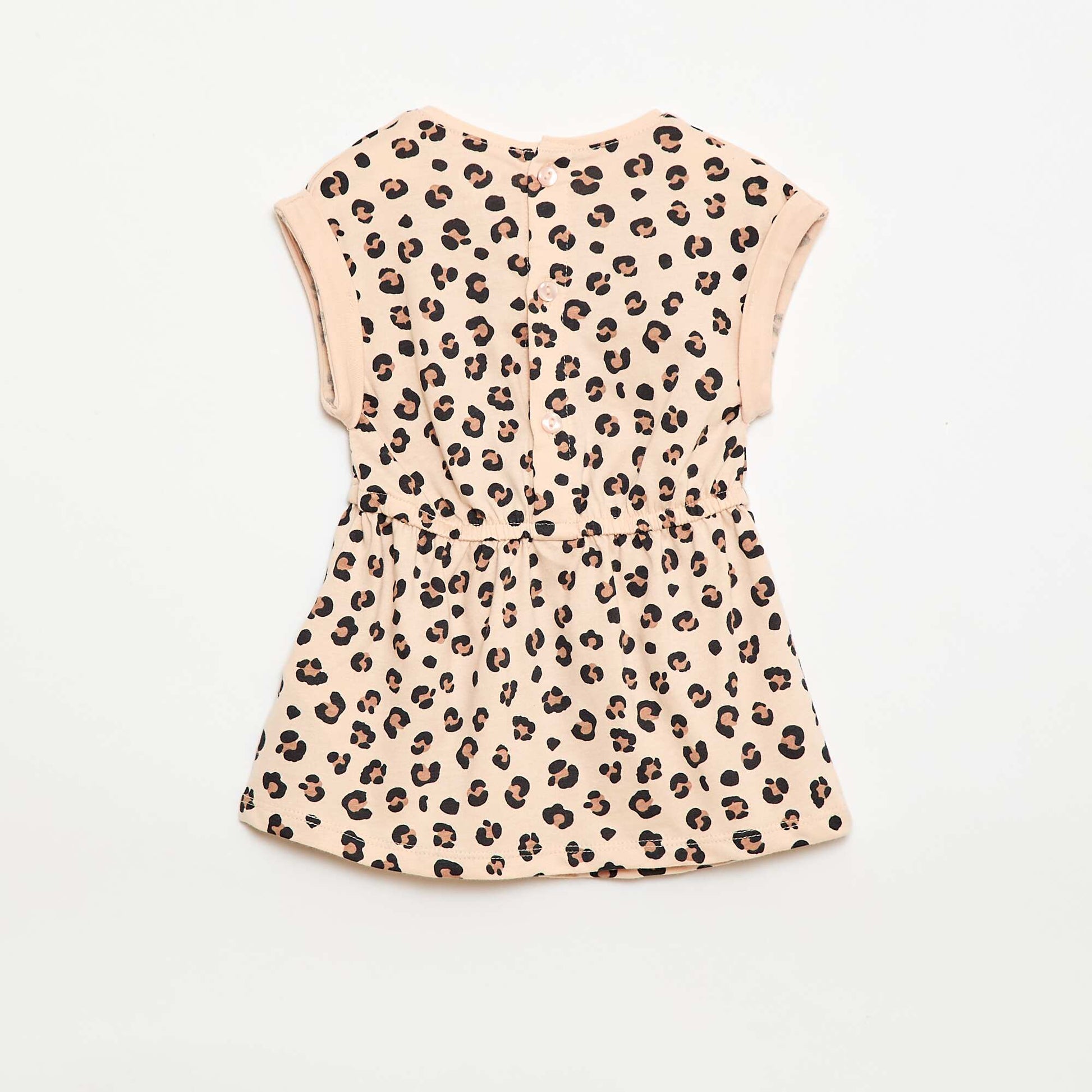 Robe à manches courtes en jersey de coton BEIGE