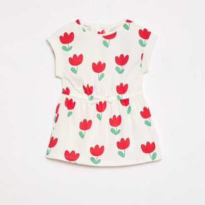 Robe à manches courtes en jersey de coton BLANC