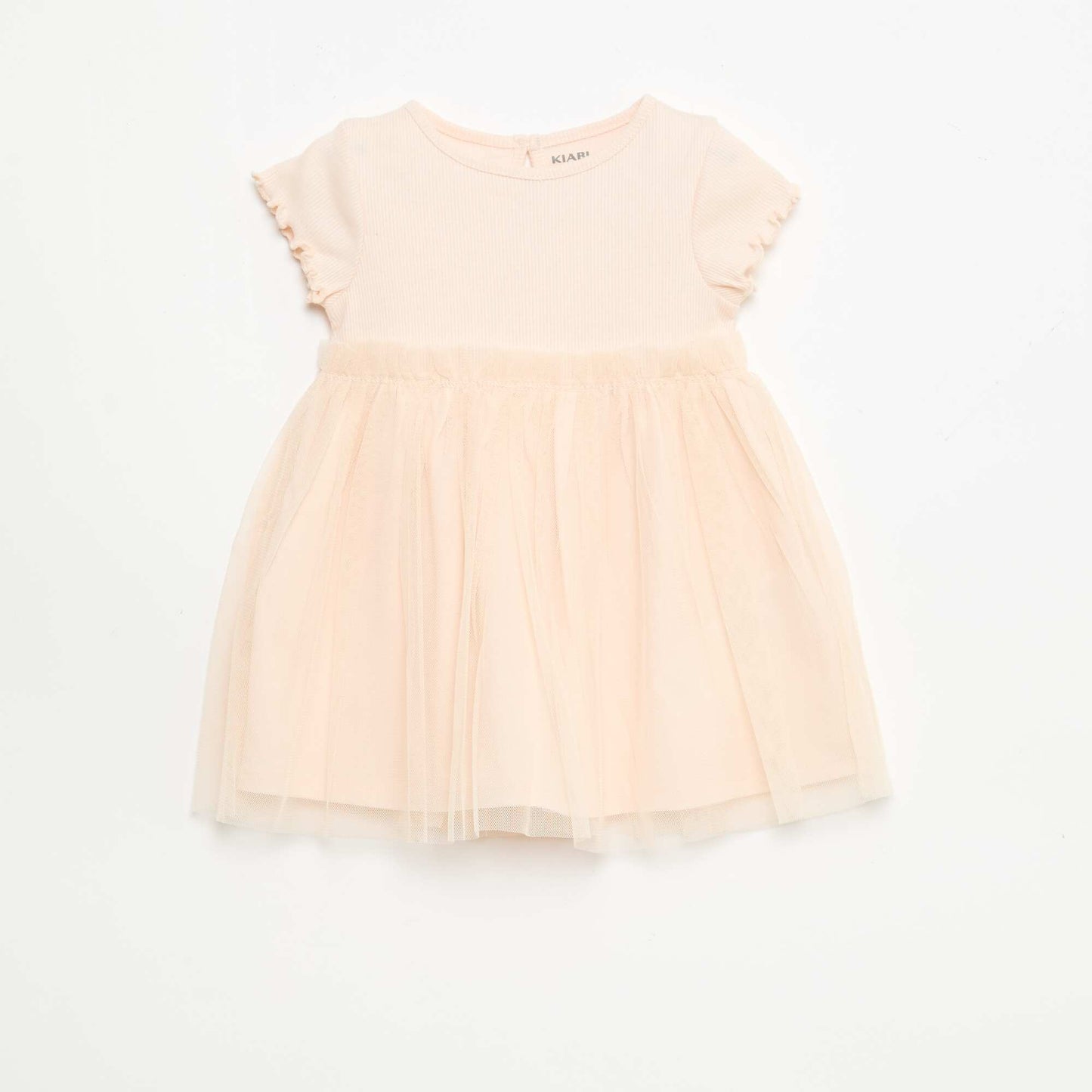 Robe en maille côtelée et tulle ROSE