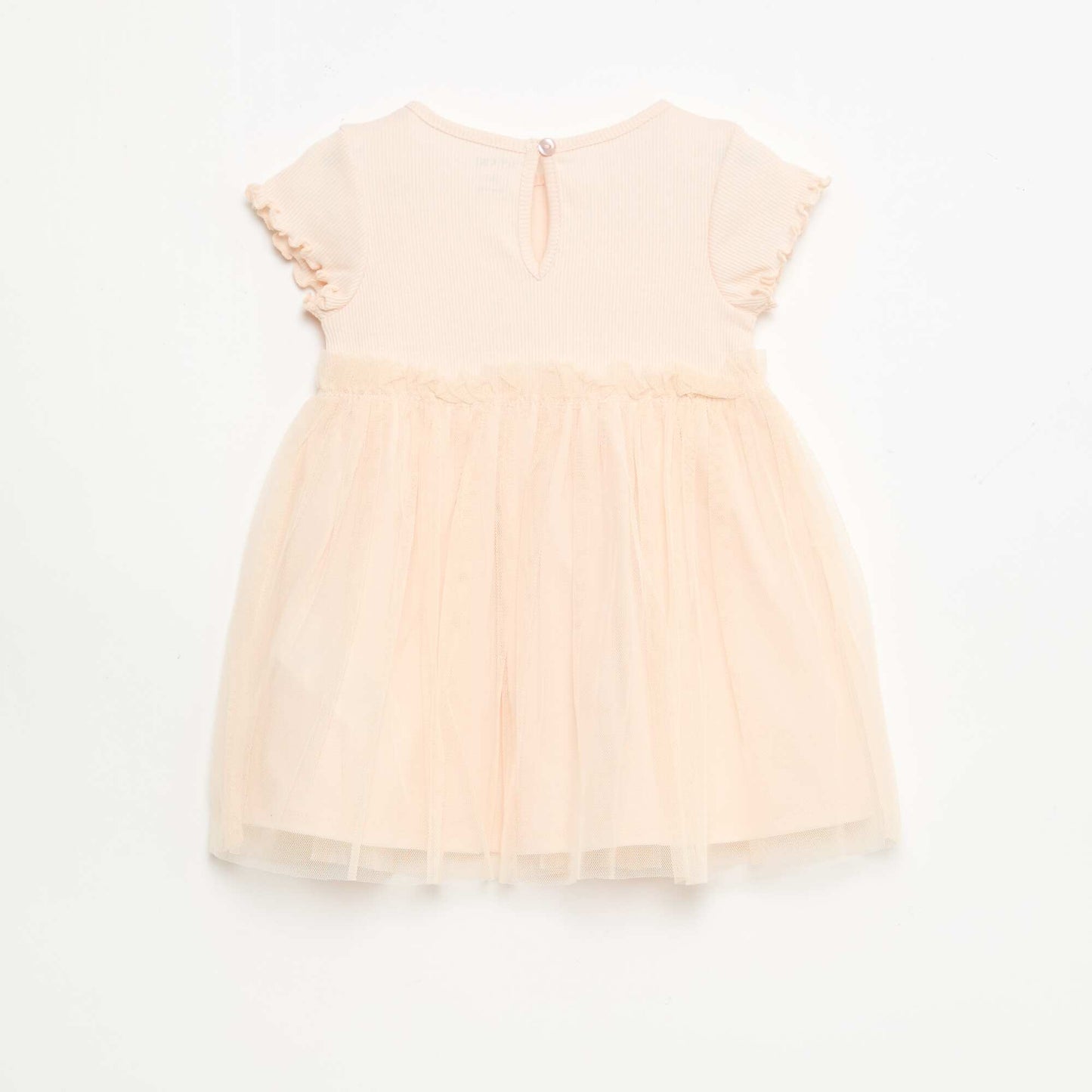 Robe en maille côtelée et tulle ROSE