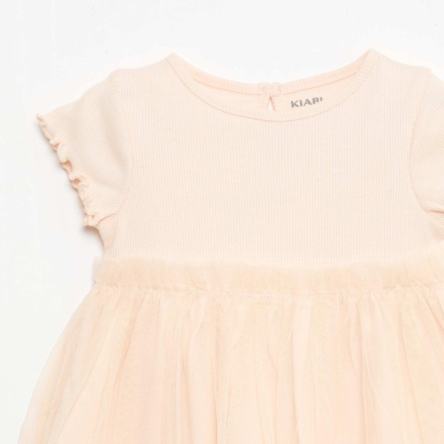 Robe en maille côtelée et tulle ROSE
