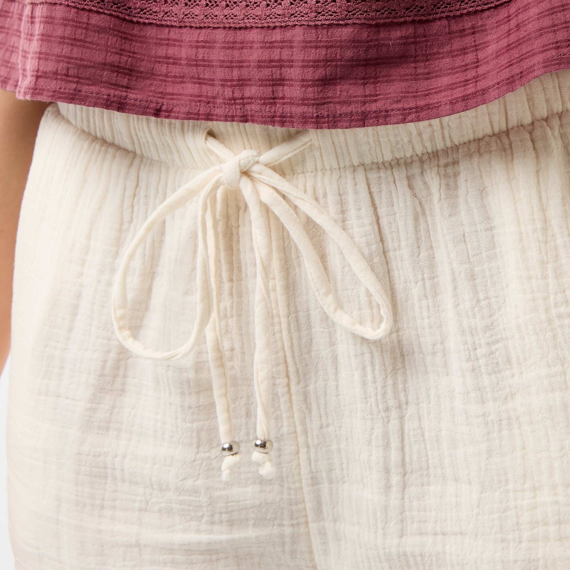 Pantalon large en gaze de coton BLANC