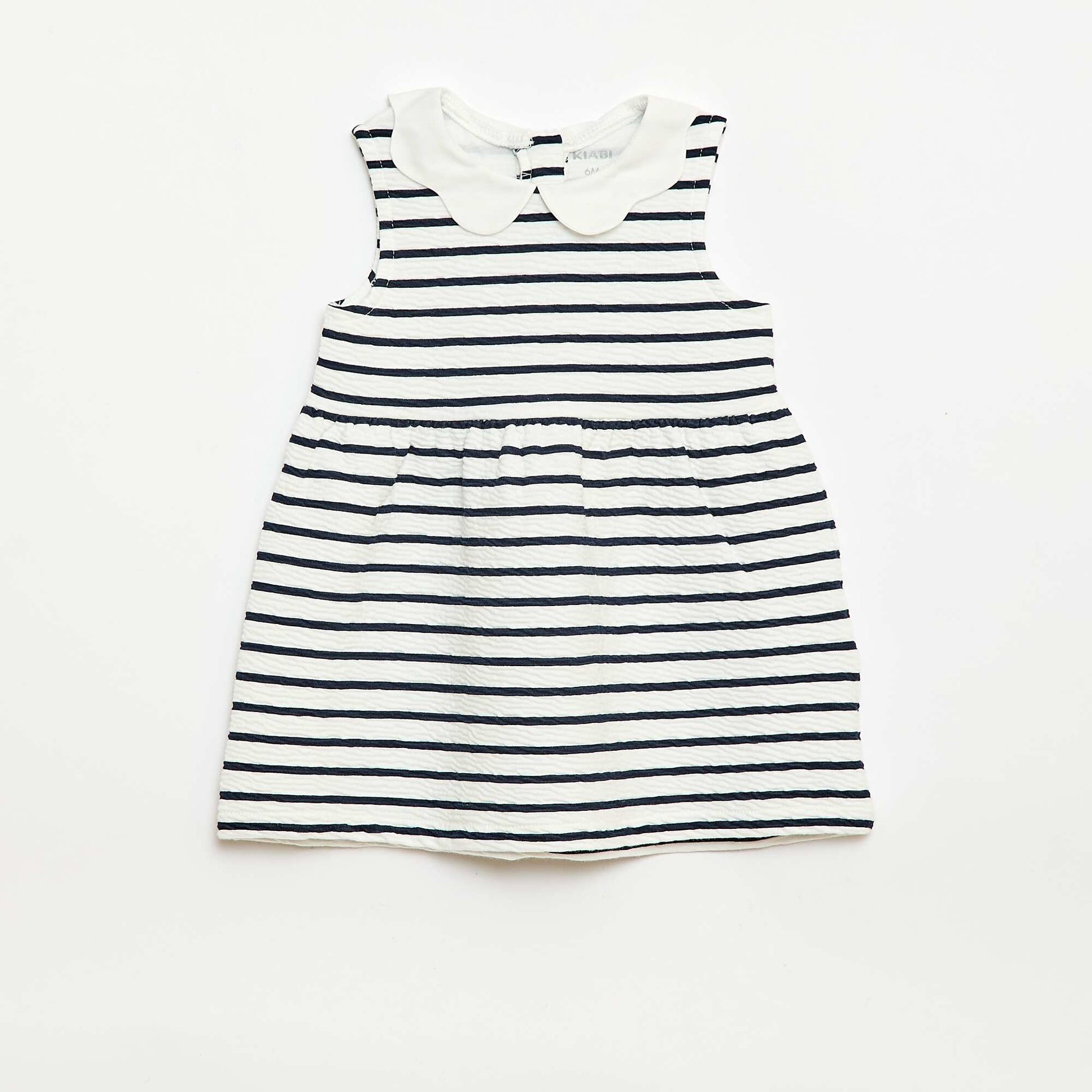 Robe en maille froissée avec col en popeline BLANC