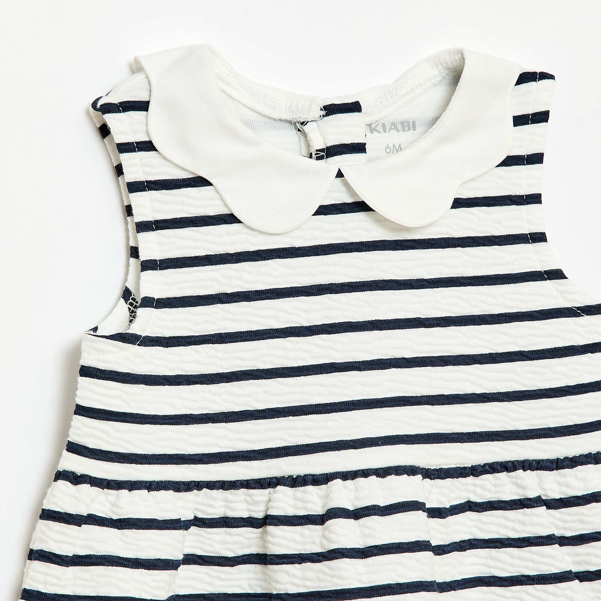 Robe en maille froissée avec col en popeline BLANC