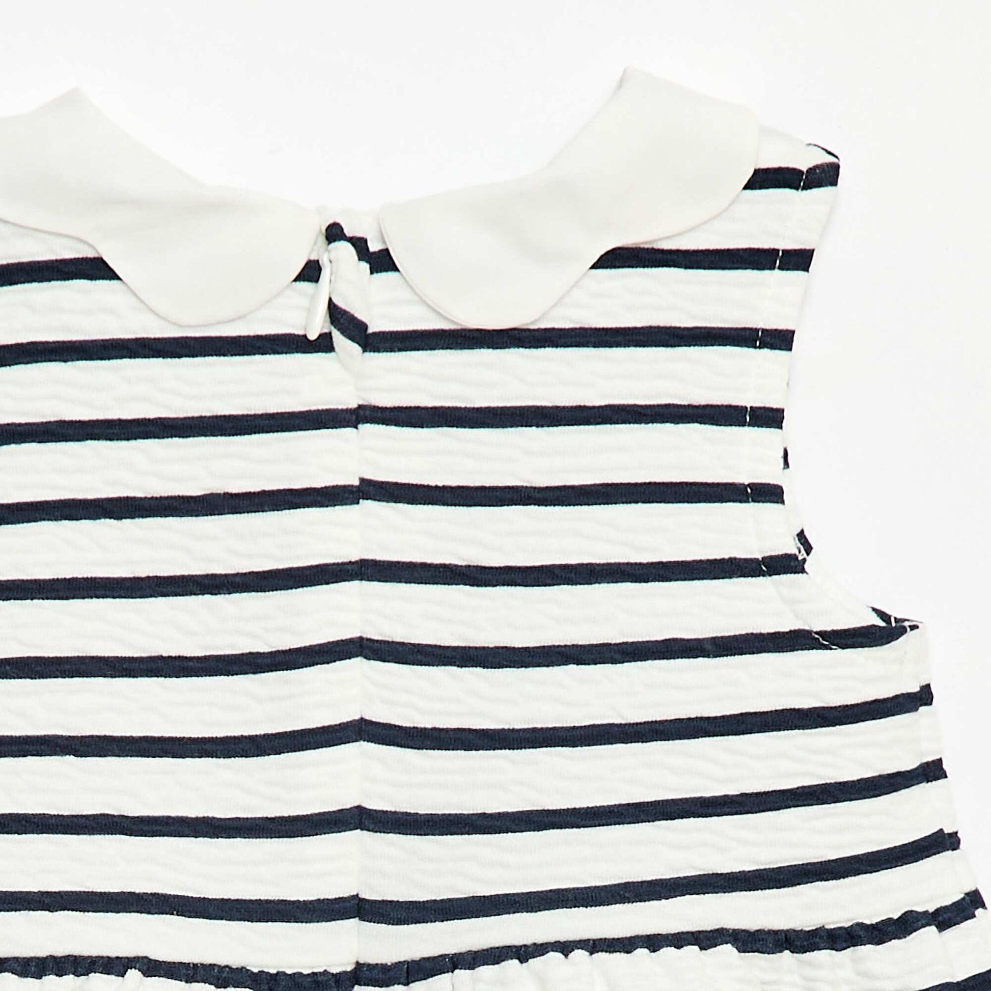 Robe en maille froissée avec col en popeline BLANC