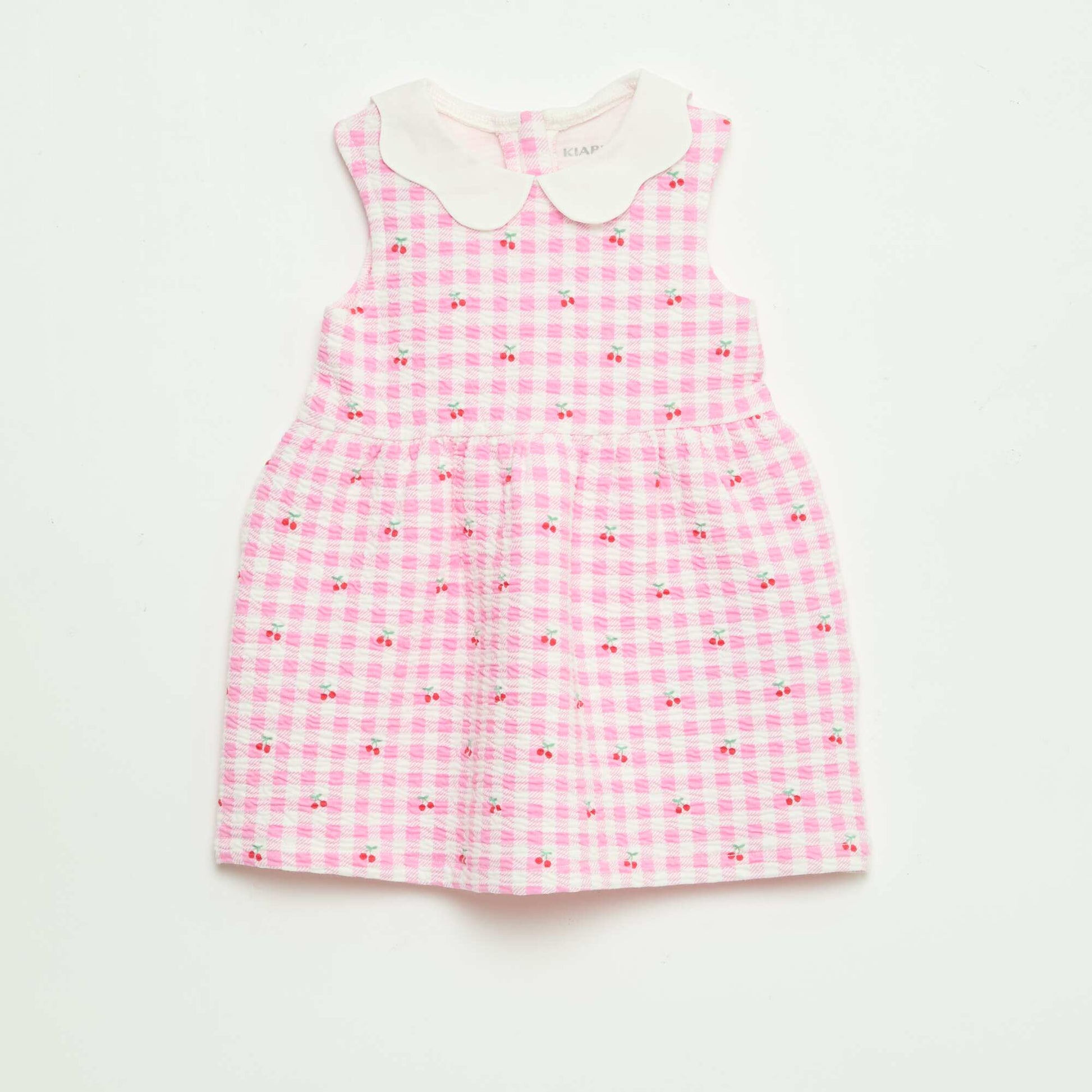 Robe en maille froissée avec col en popeline ROSE