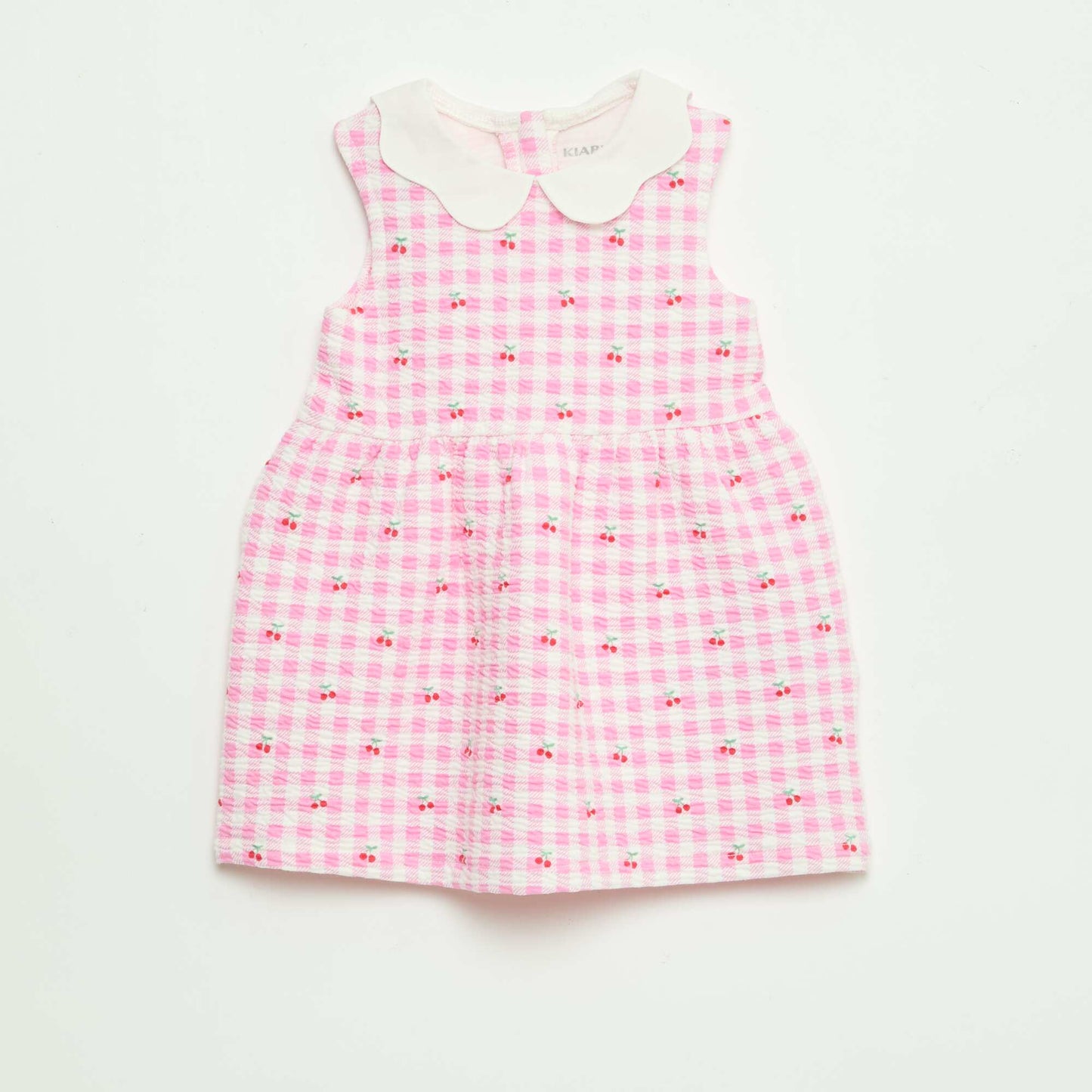 Robe en maille froissée avec col en popeline ROSE