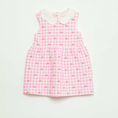 Robe en maille froissée avec col en popeline ROSE