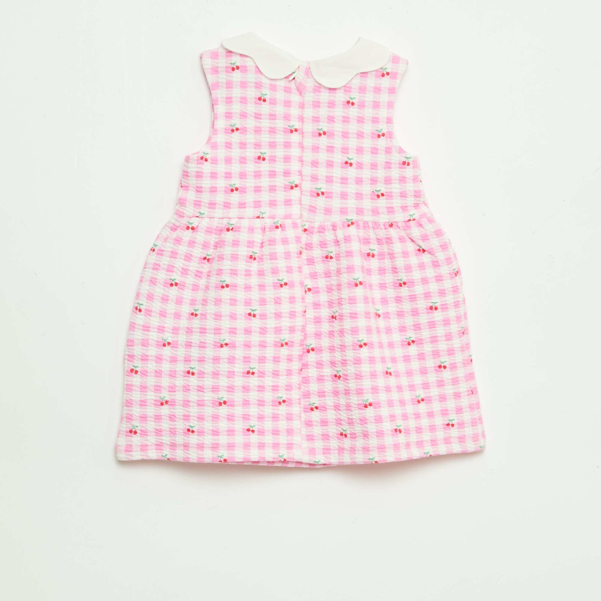 Robe en maille froissée avec col en popeline ROSE