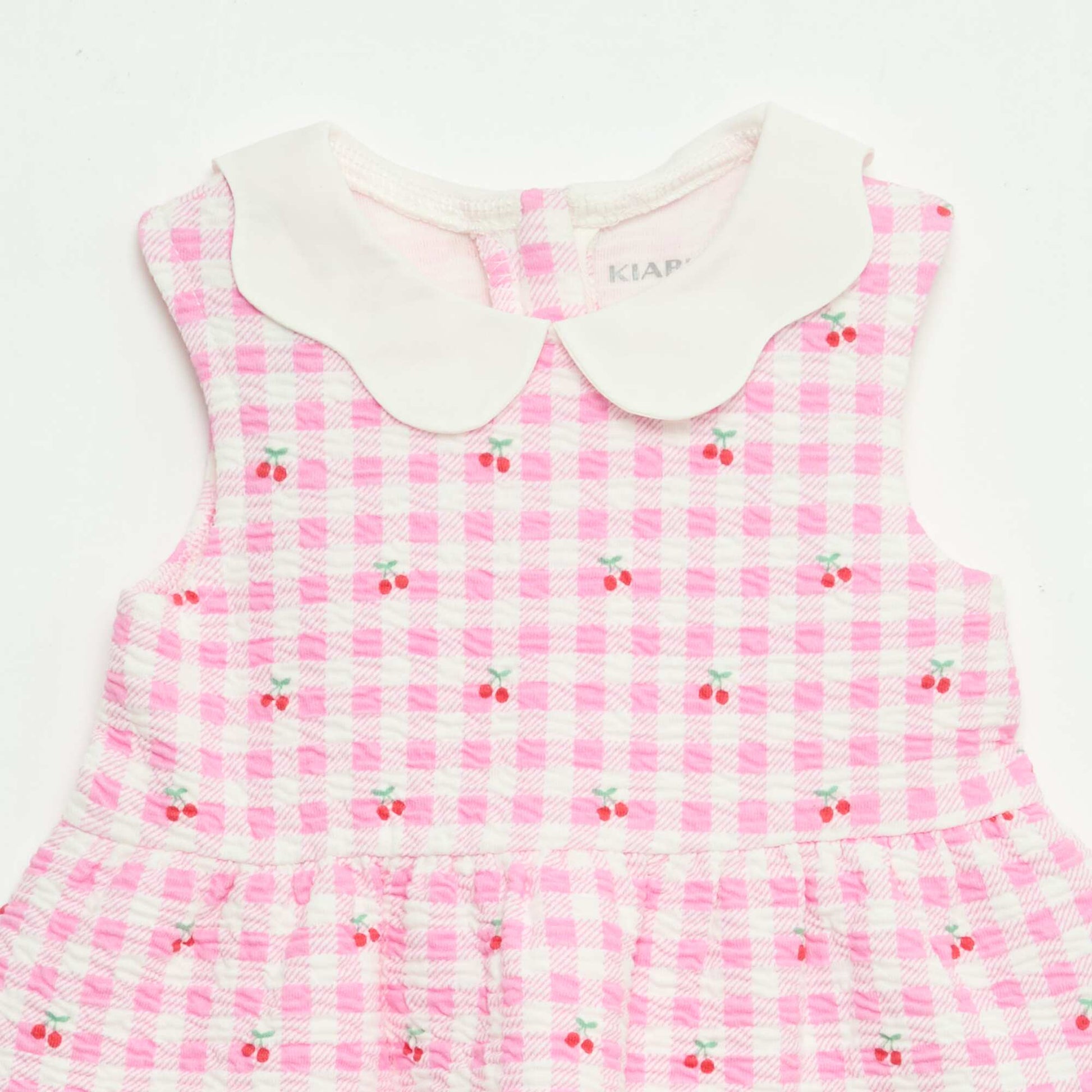 Robe en maille froissée avec col en popeline ROSE
