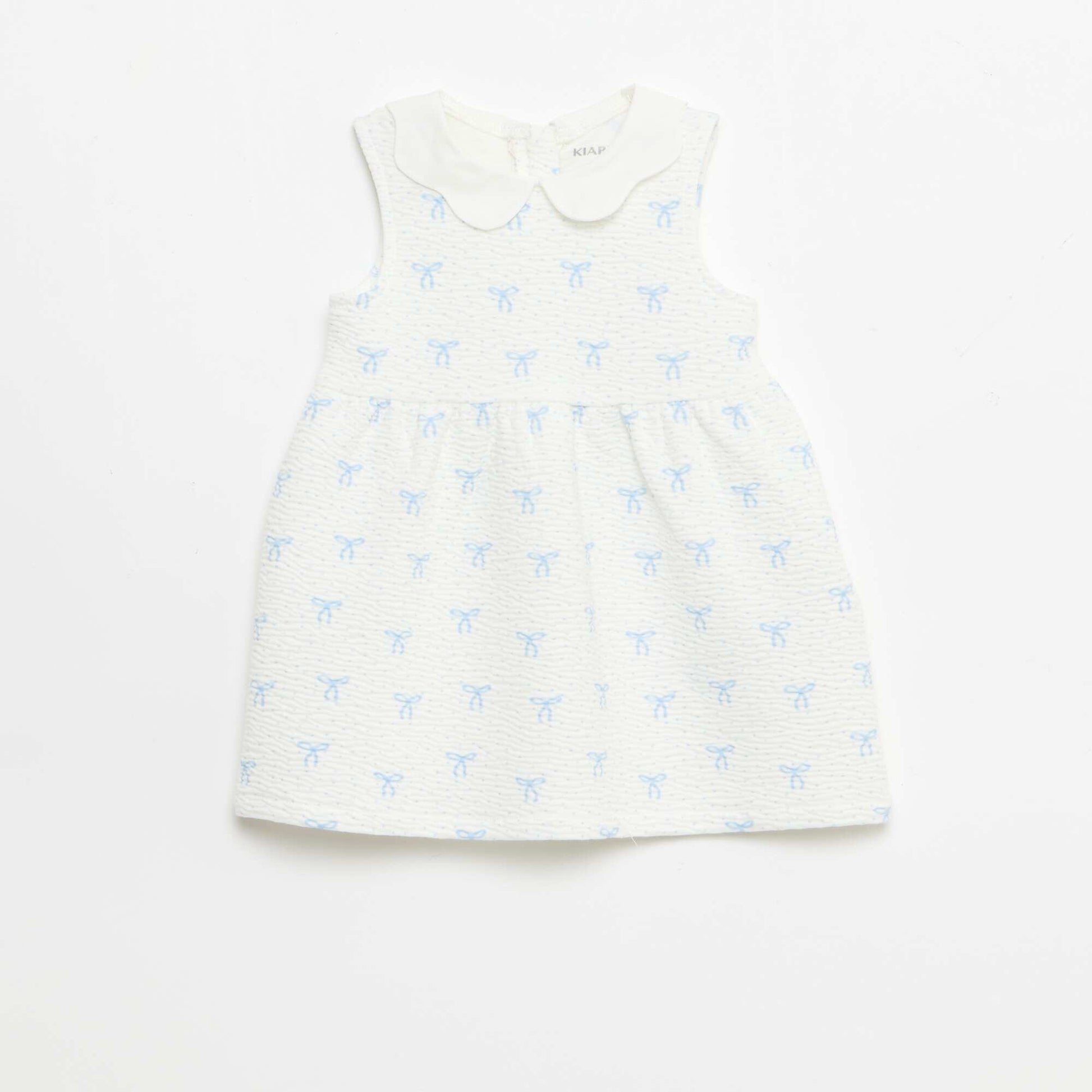 Robe en maille froissée avec col en popeline BLANC