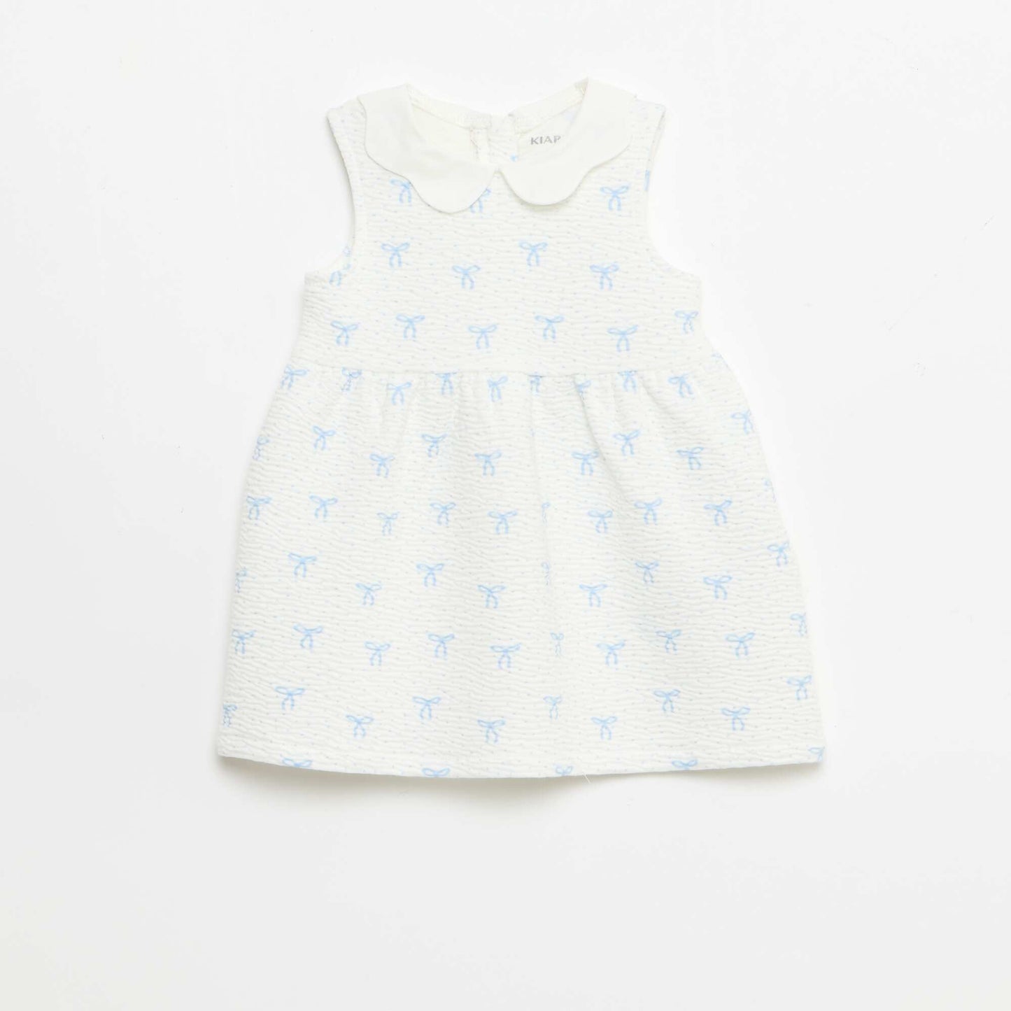 Robe en maille froissée avec col en popeline BLANC