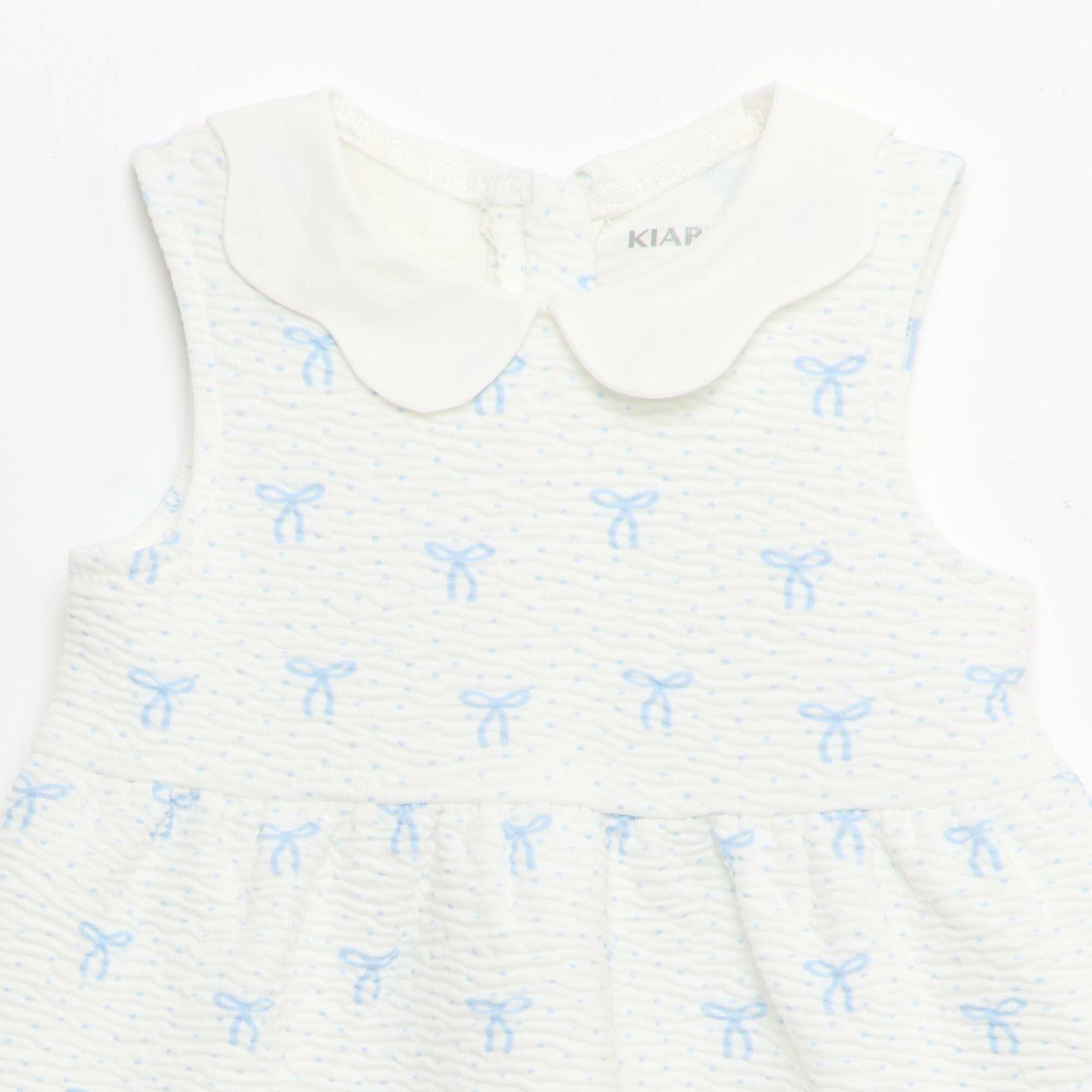 Robe en maille froissée avec col en popeline BLANC