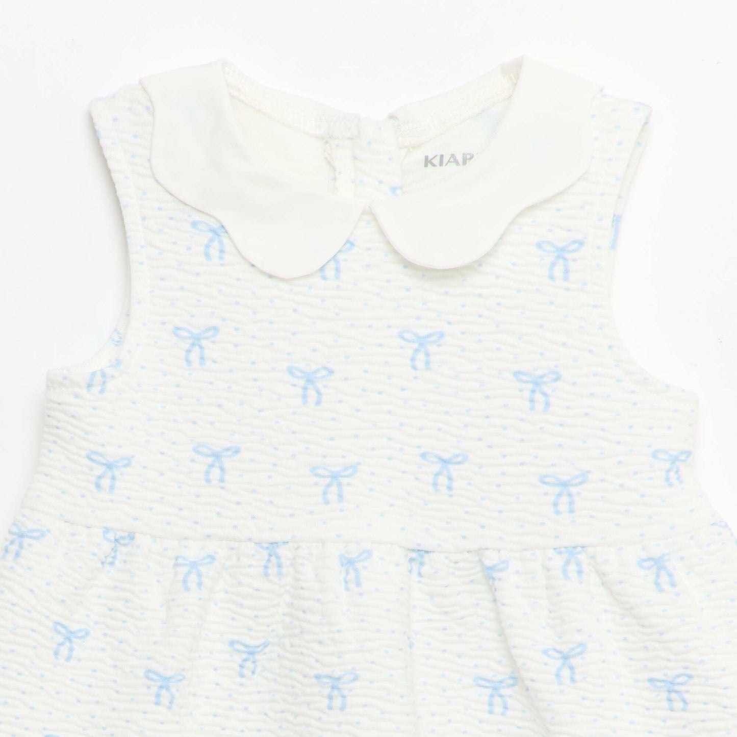 Robe en maille froissée avec col en popeline BLANC