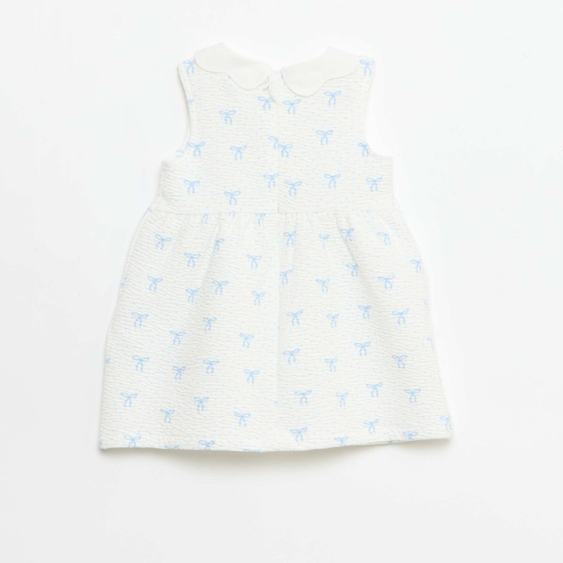 Robe en maille froissée avec col en popeline BLANC