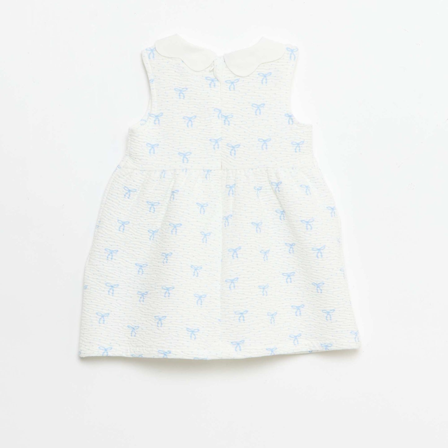 Robe en maille froissée avec col en popeline BLANC