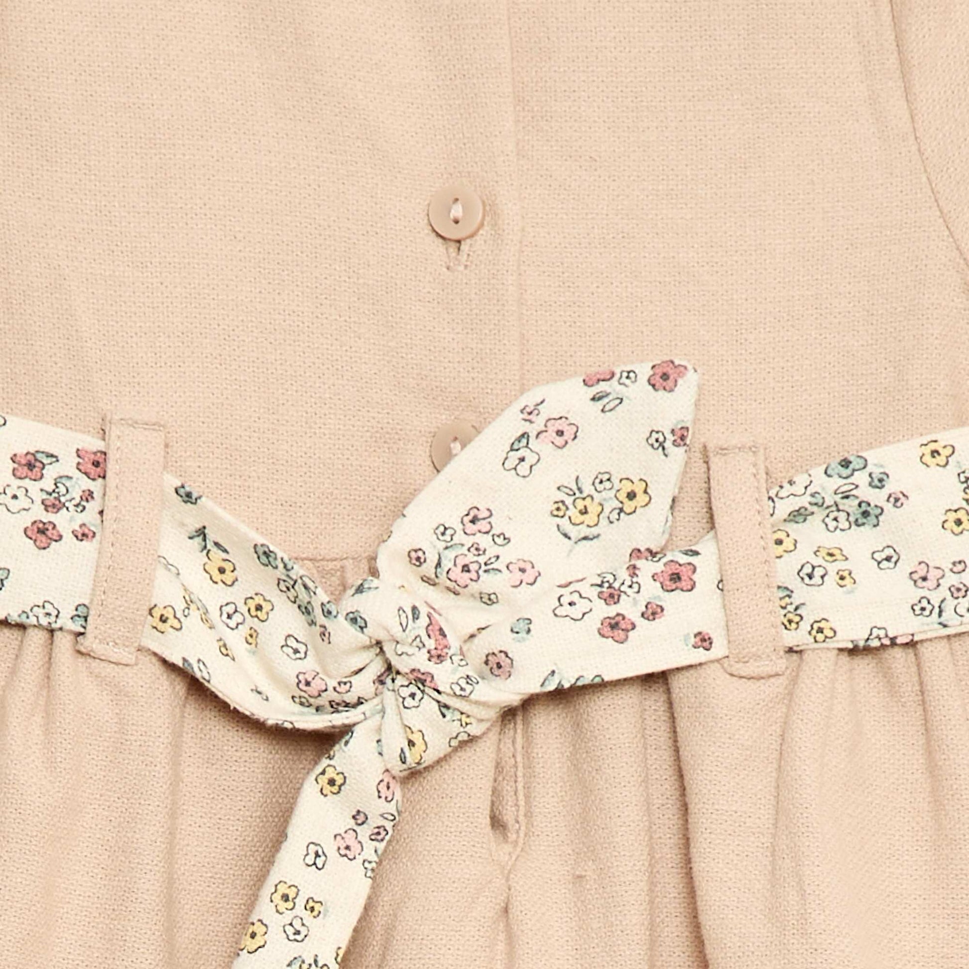 Robe en lin mélangé avec ceinture BEIGE