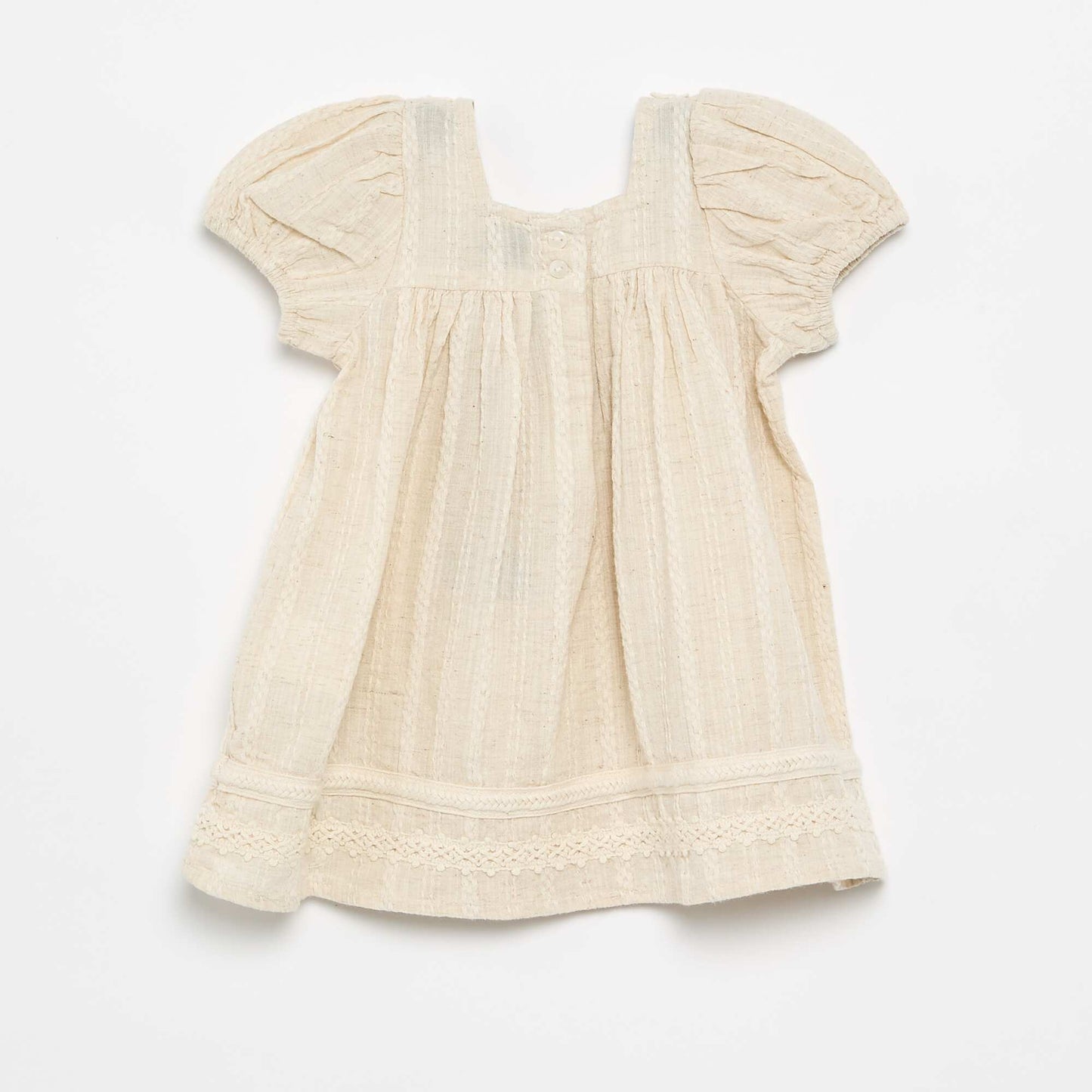 Robe en coton et lin avec détails en macramé ECRU