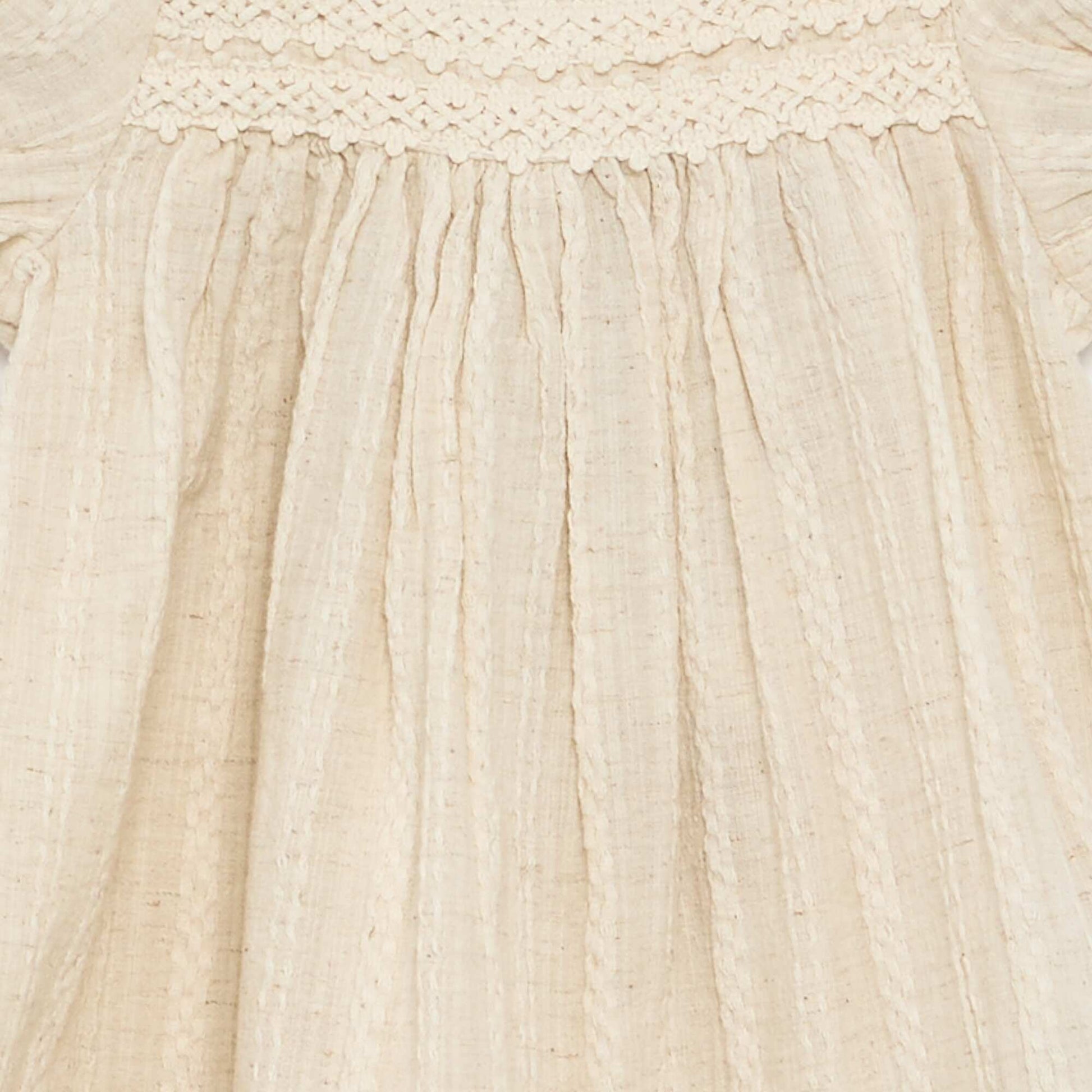 Robe en coton et lin avec détails en macramé ECRU