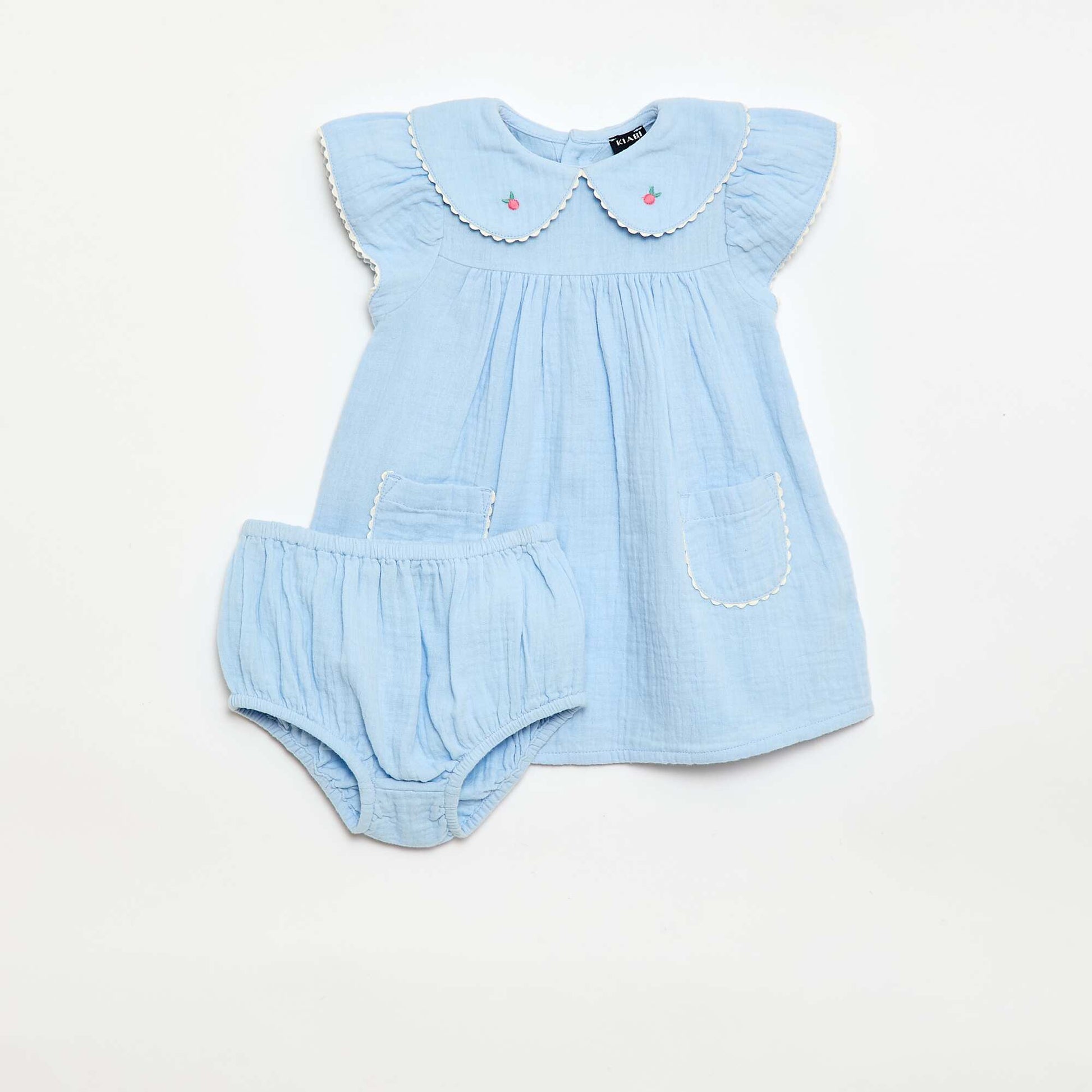 Ensemble 2 pièces - Robe à manches courtes + culotte BLEU