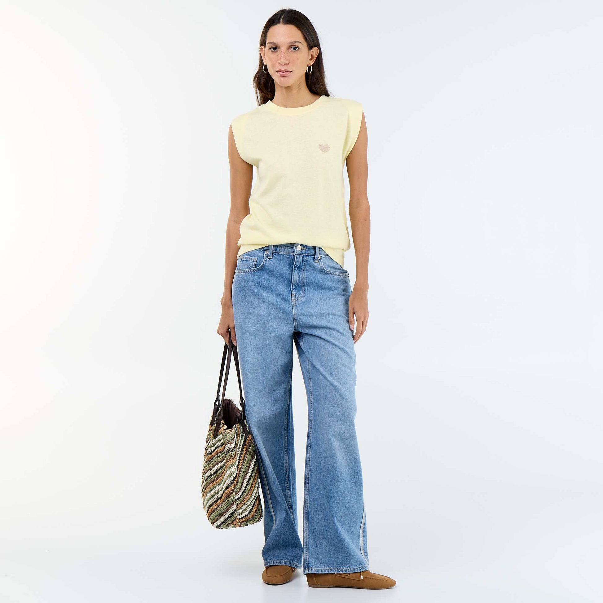 T-shirt en jersey sans manches JAUNE