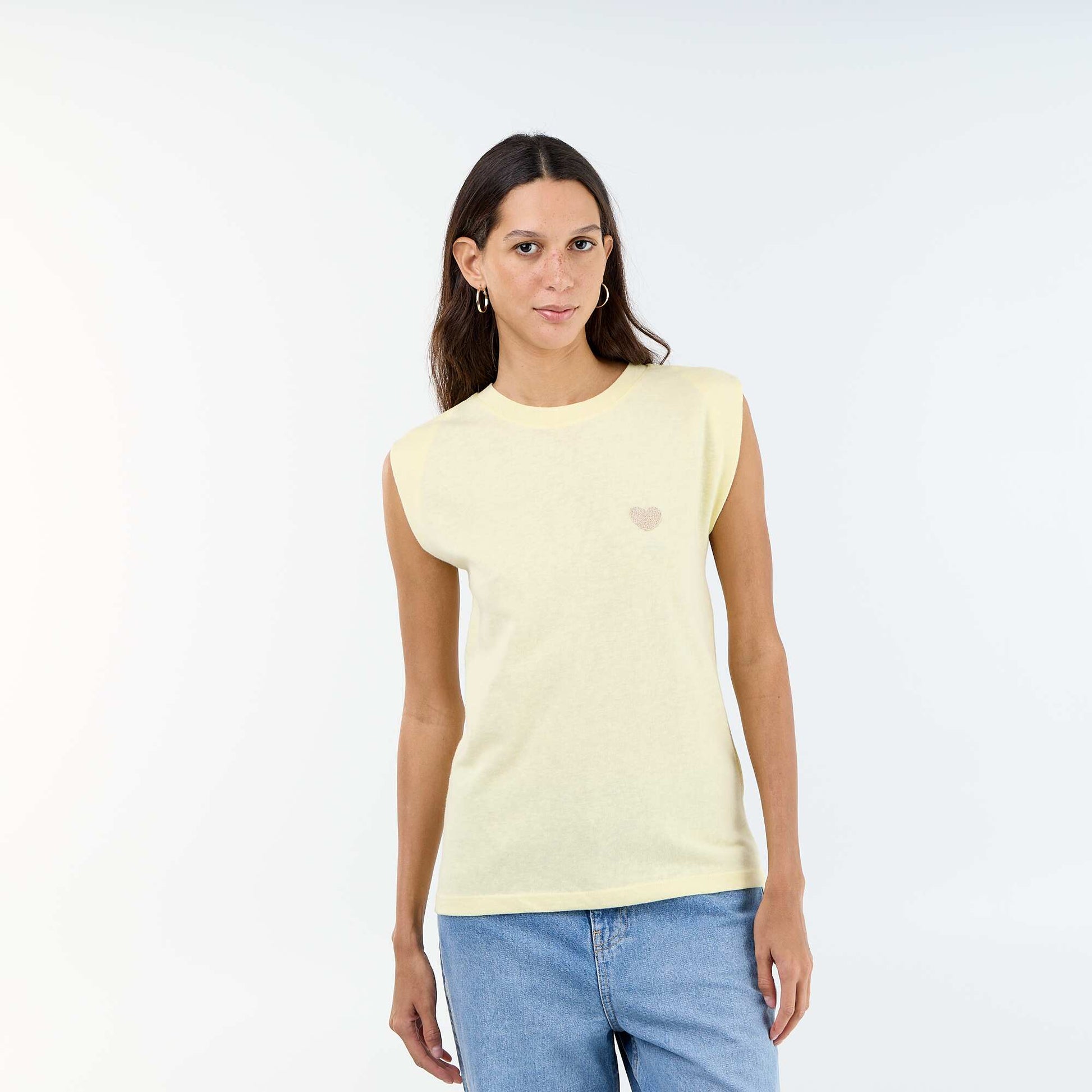 T-shirt en jersey sans manches JAUNE