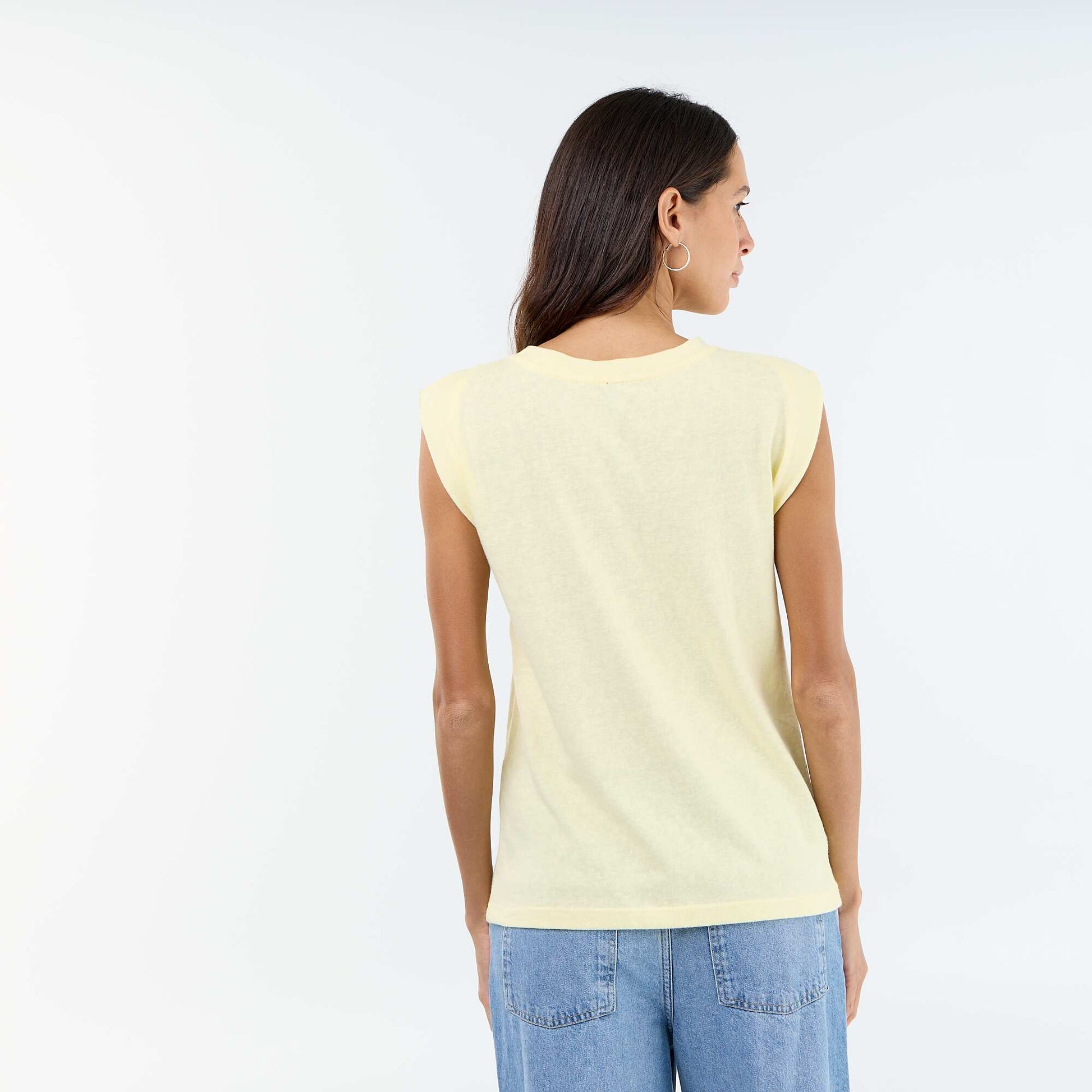 T-shirt en jersey sans manches JAUNE