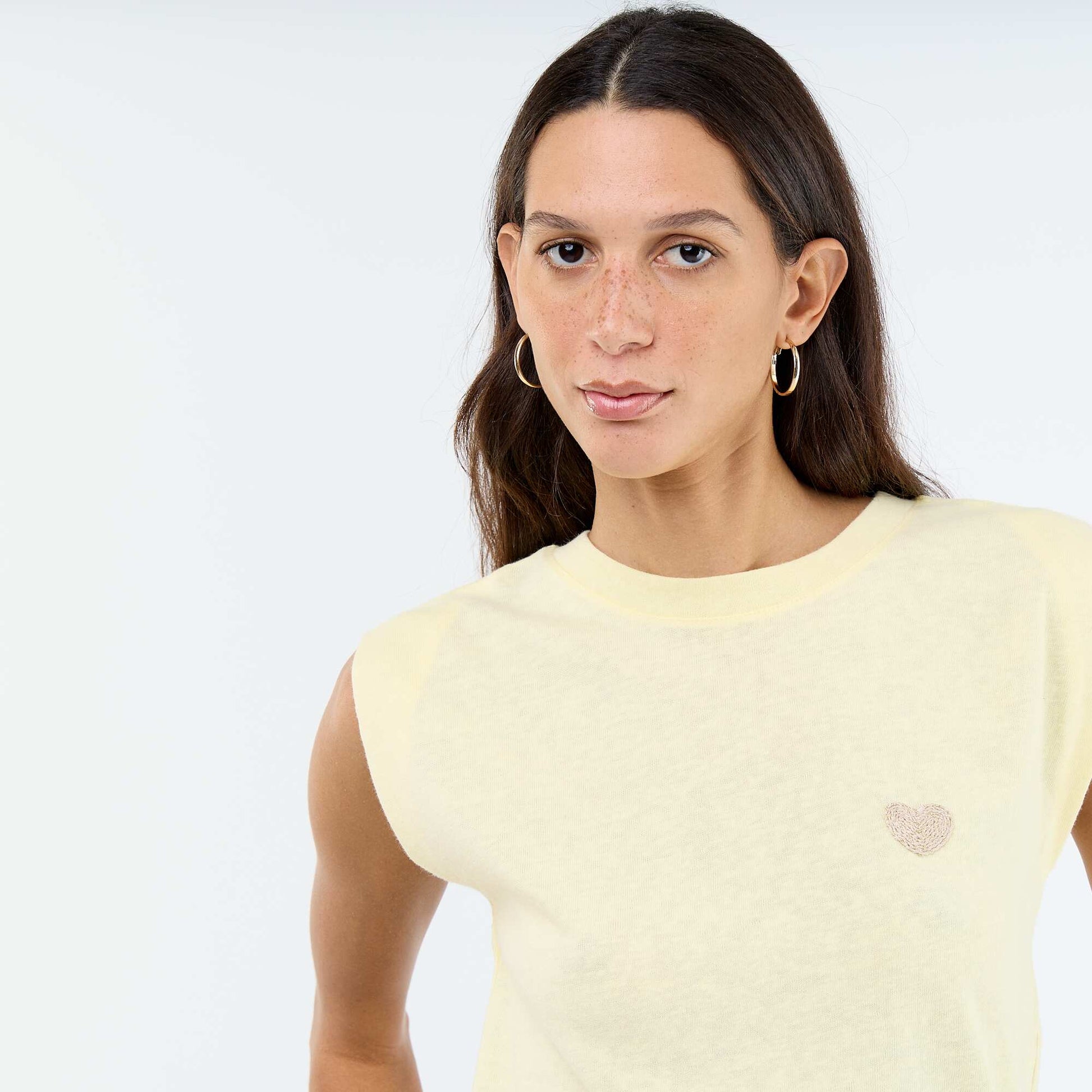T-shirt en jersey sans manches JAUNE