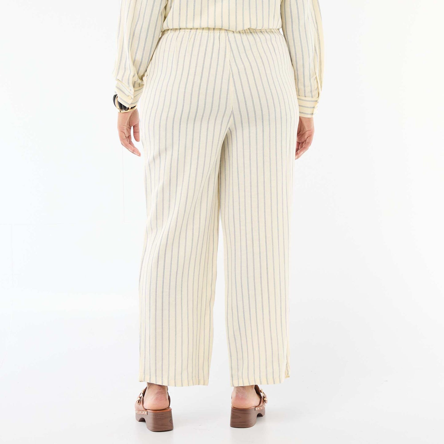 Pantalon droit en lin mélangé JAUNE