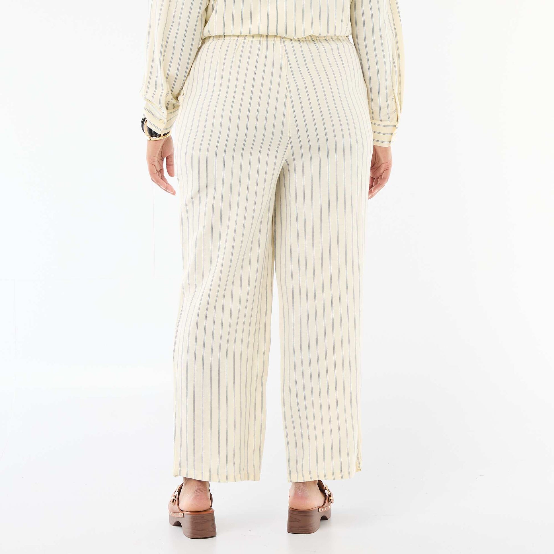 Pantalon droit en lin mélangé JAUNE