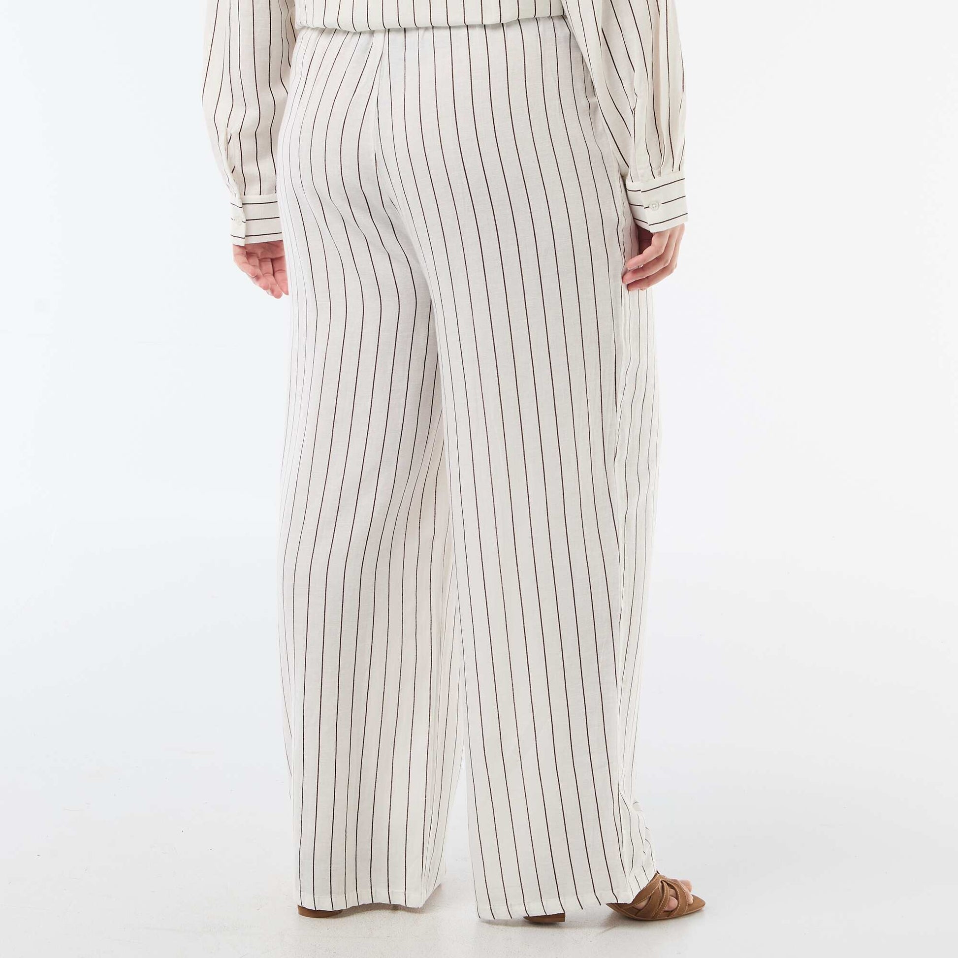 Pantalon droit en lin mélangé BLANC