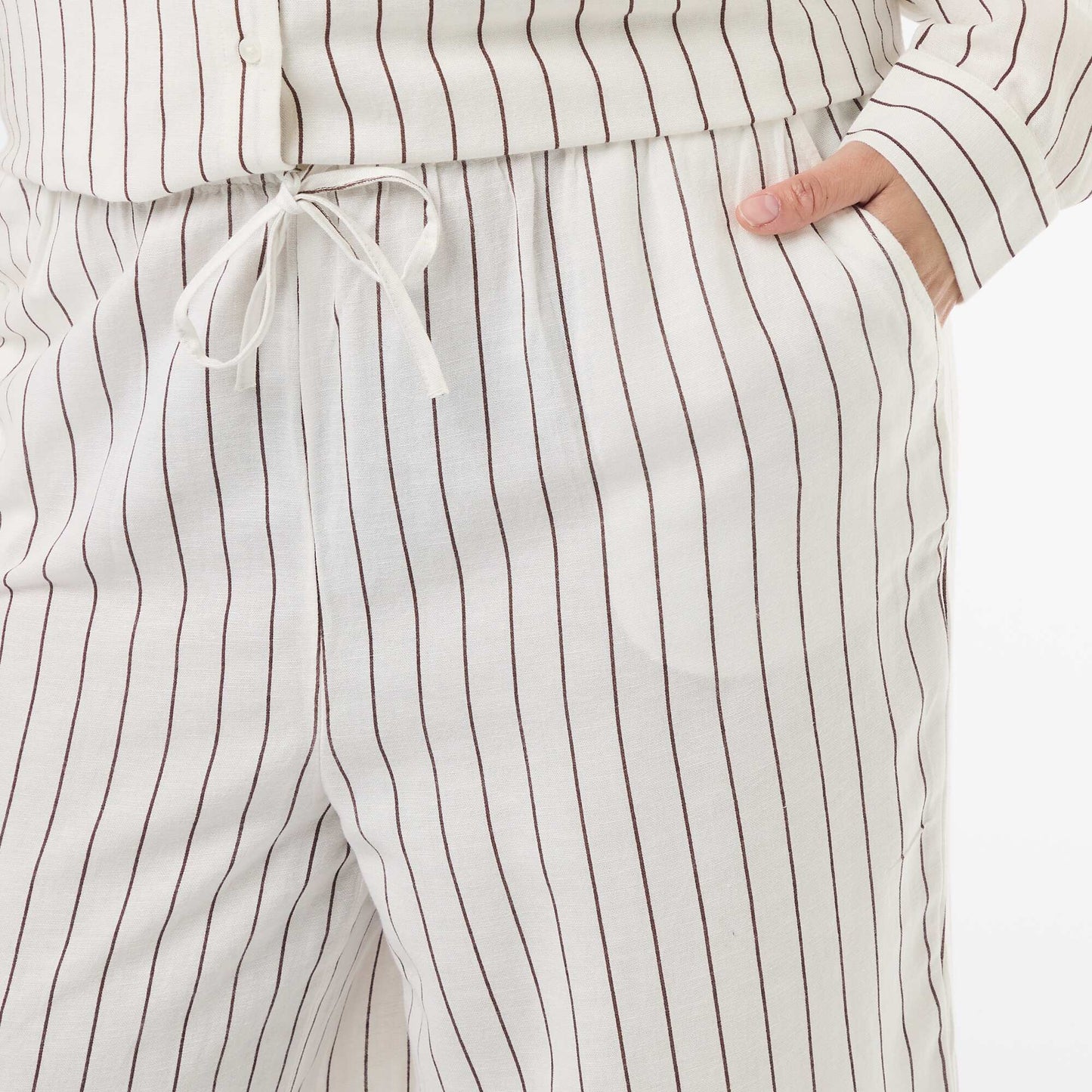 Pantalon droit en lin mélangé BLANC