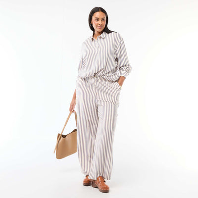 Pantalon droit en lin mélangé BEIGE