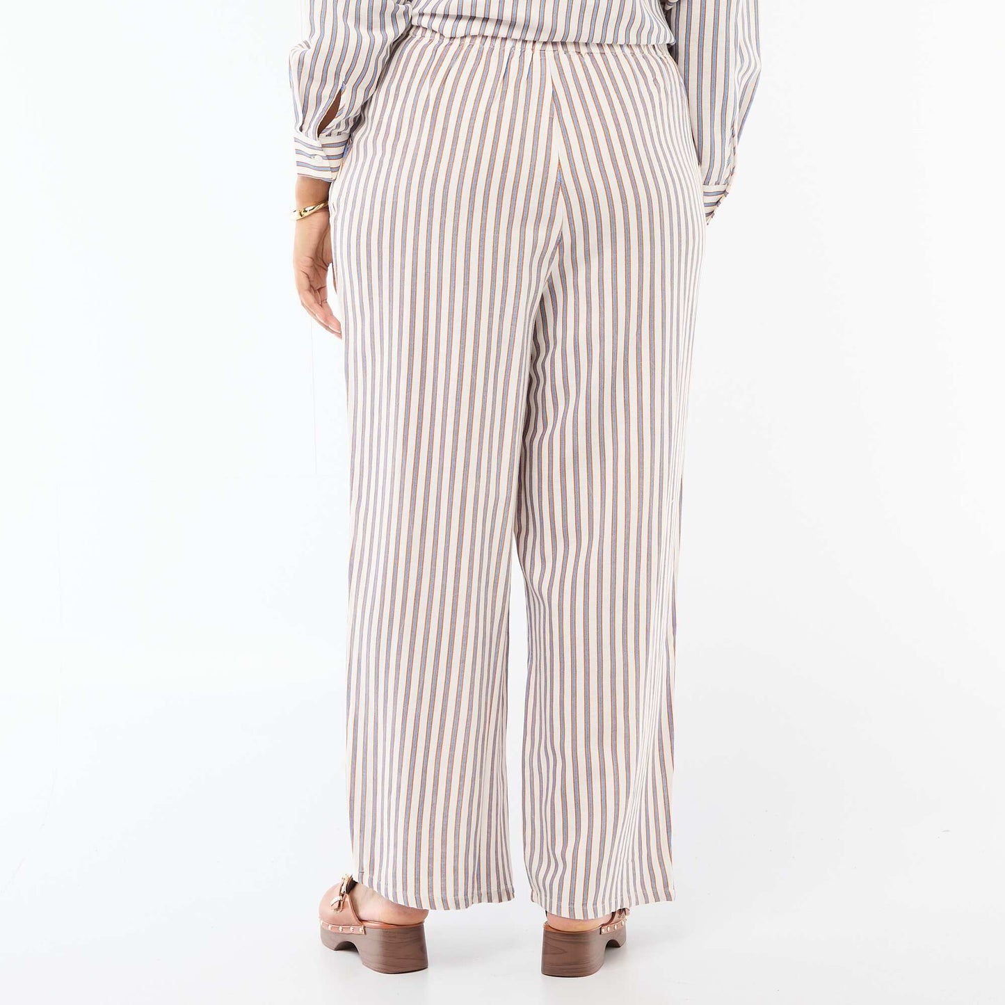 Pantalon droit en lin mélangé BEIGE