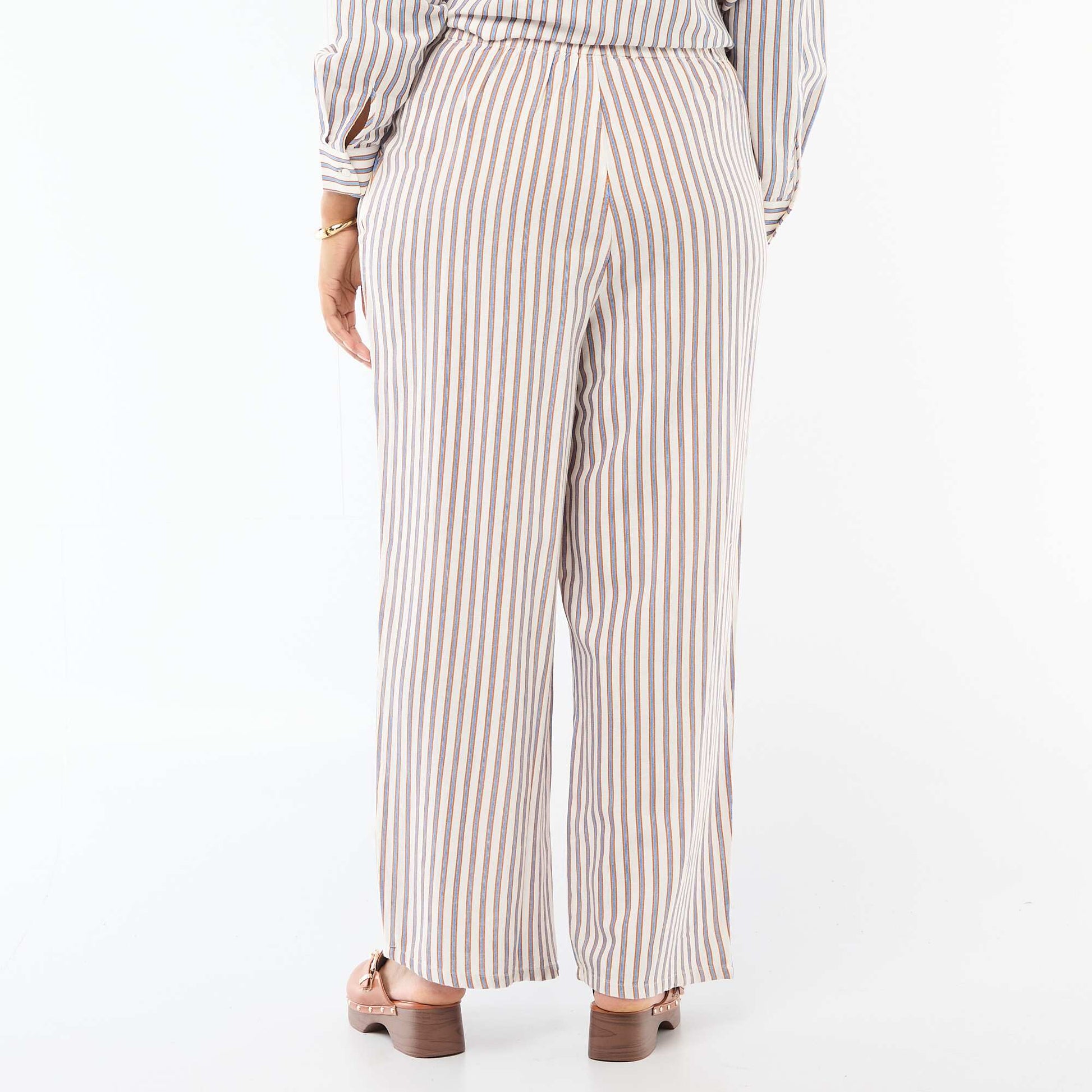 Pantalon droit en lin mélangé BEIGE
