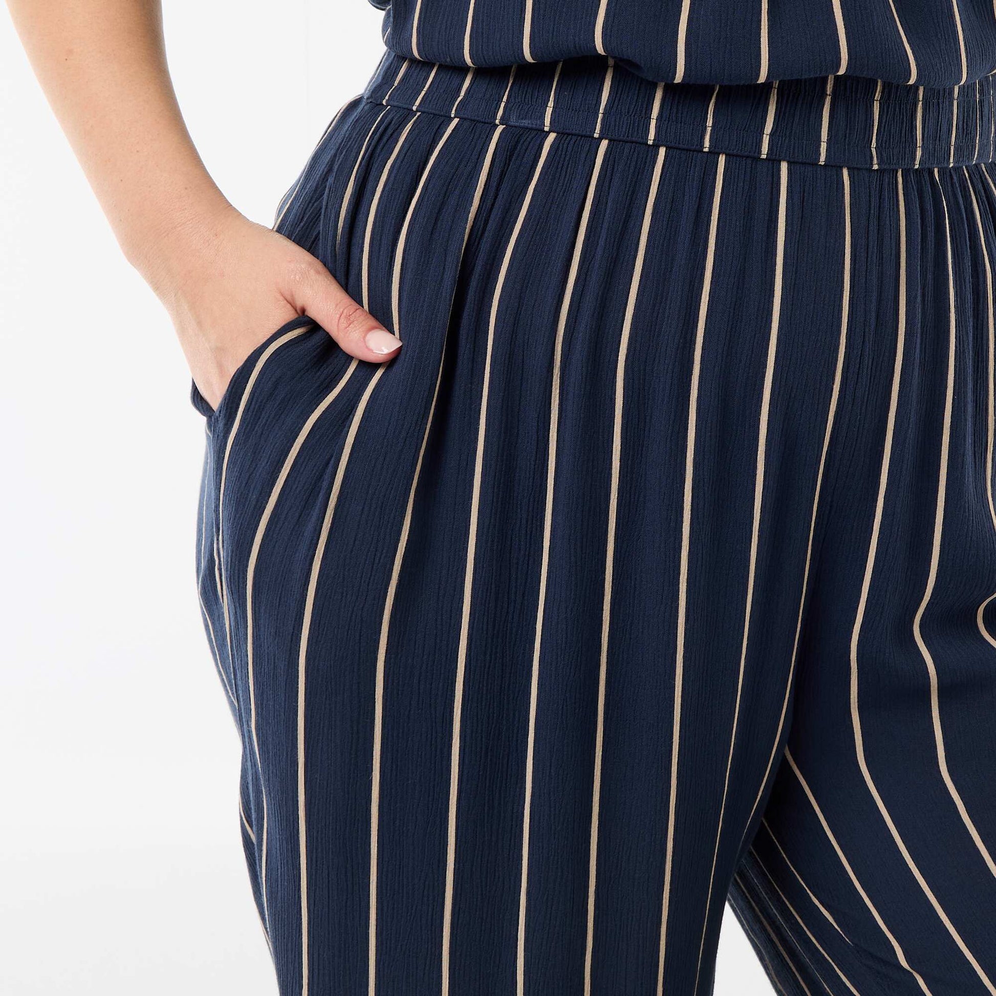 Pantalon large en maille crêpée BLEU