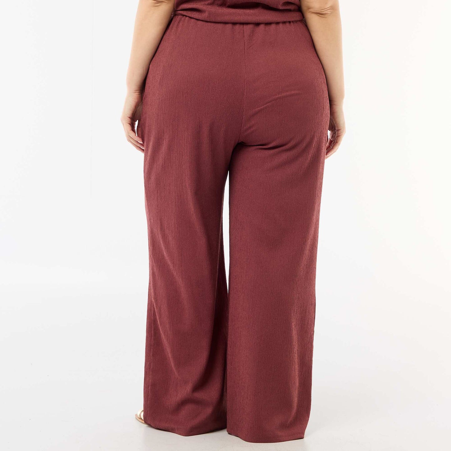 Pantalon large en maille crêpée ROUGE