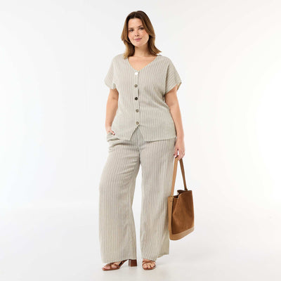 Pantalon large en maille crêpée BLANC