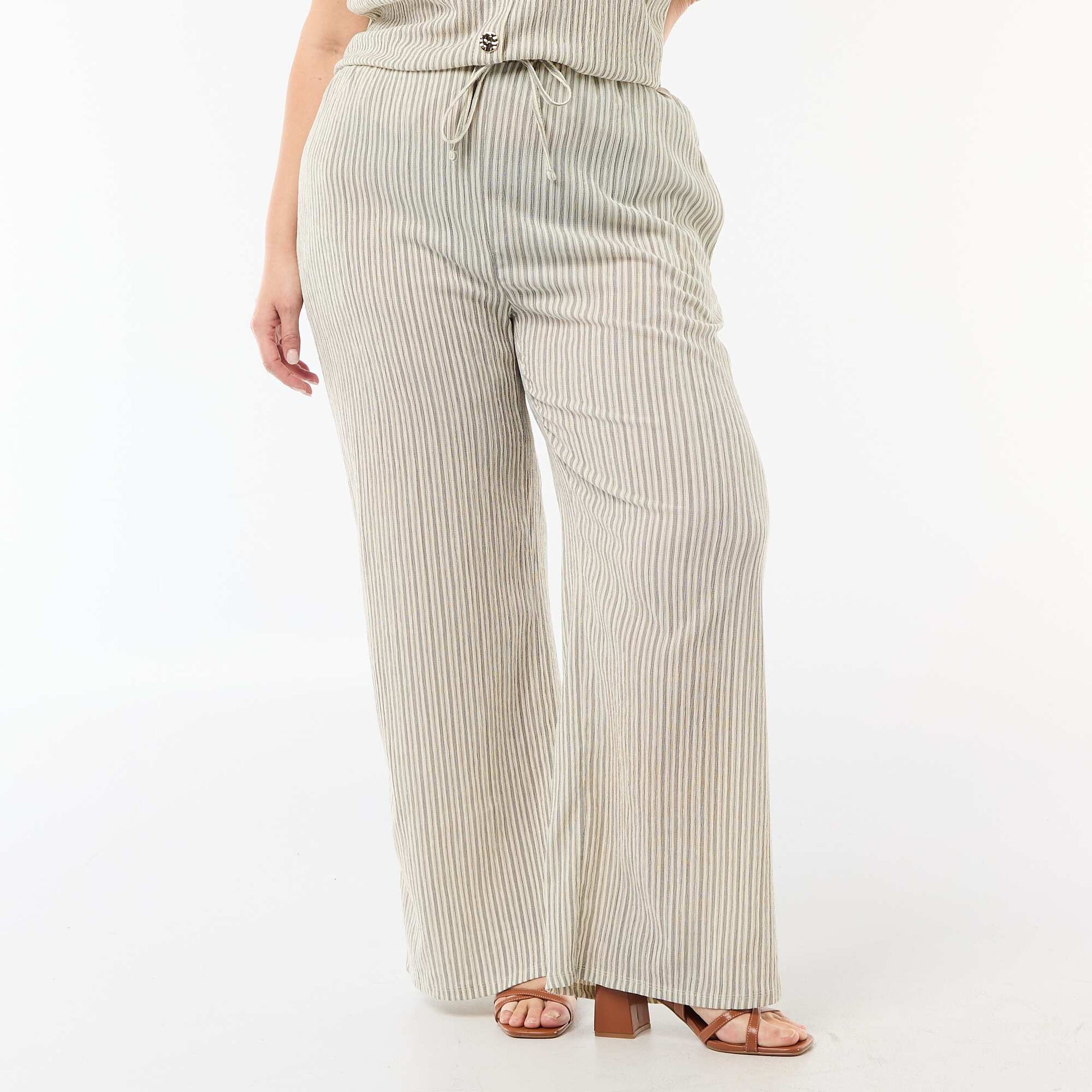 Pantalon large en maille crêpée BLANC