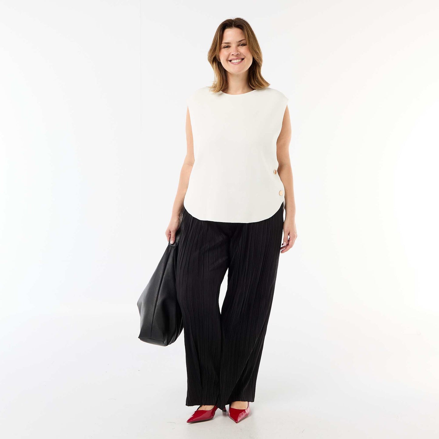 Pantalon large stretch côtelé NOIR
