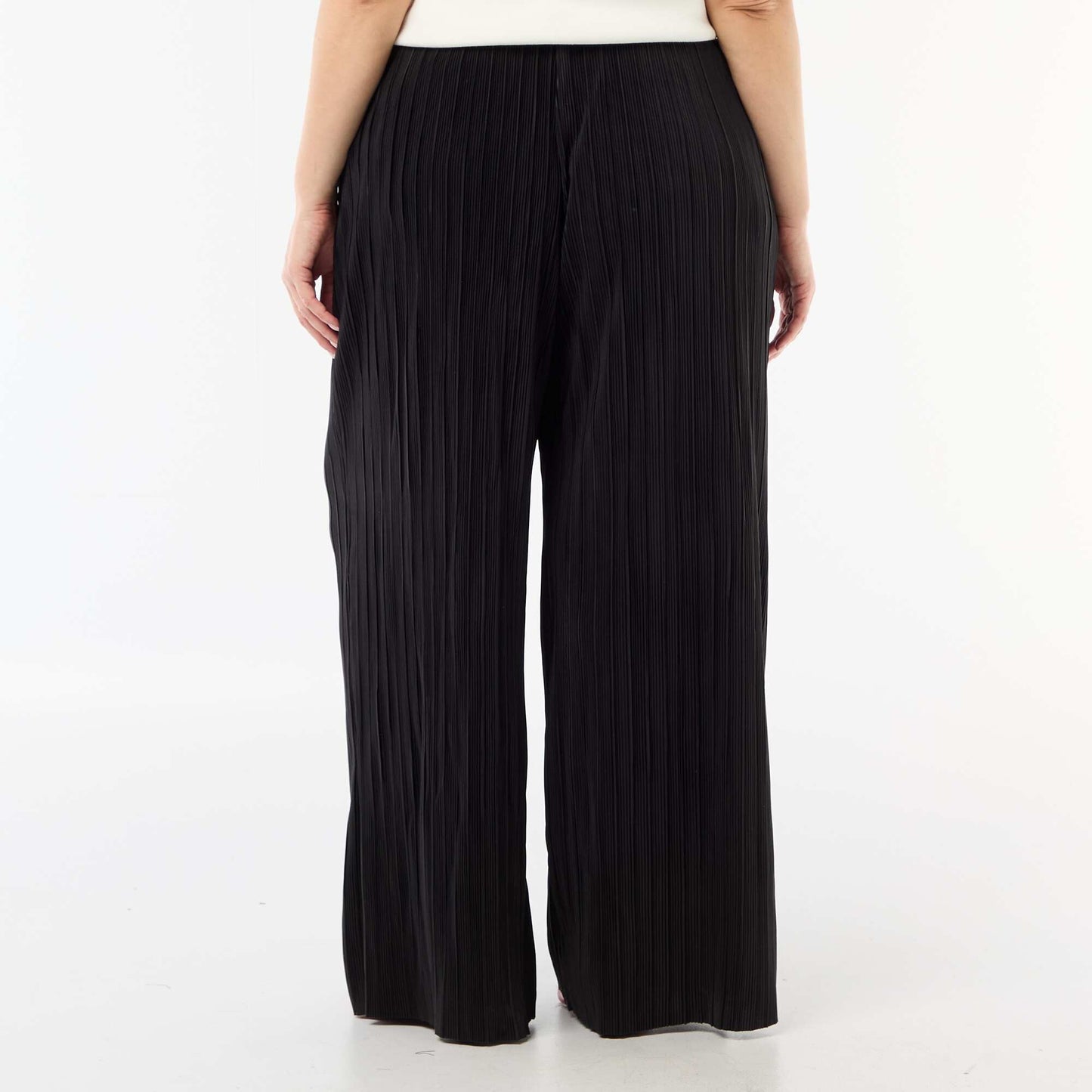 Pantalon large stretch côtelé NOIR