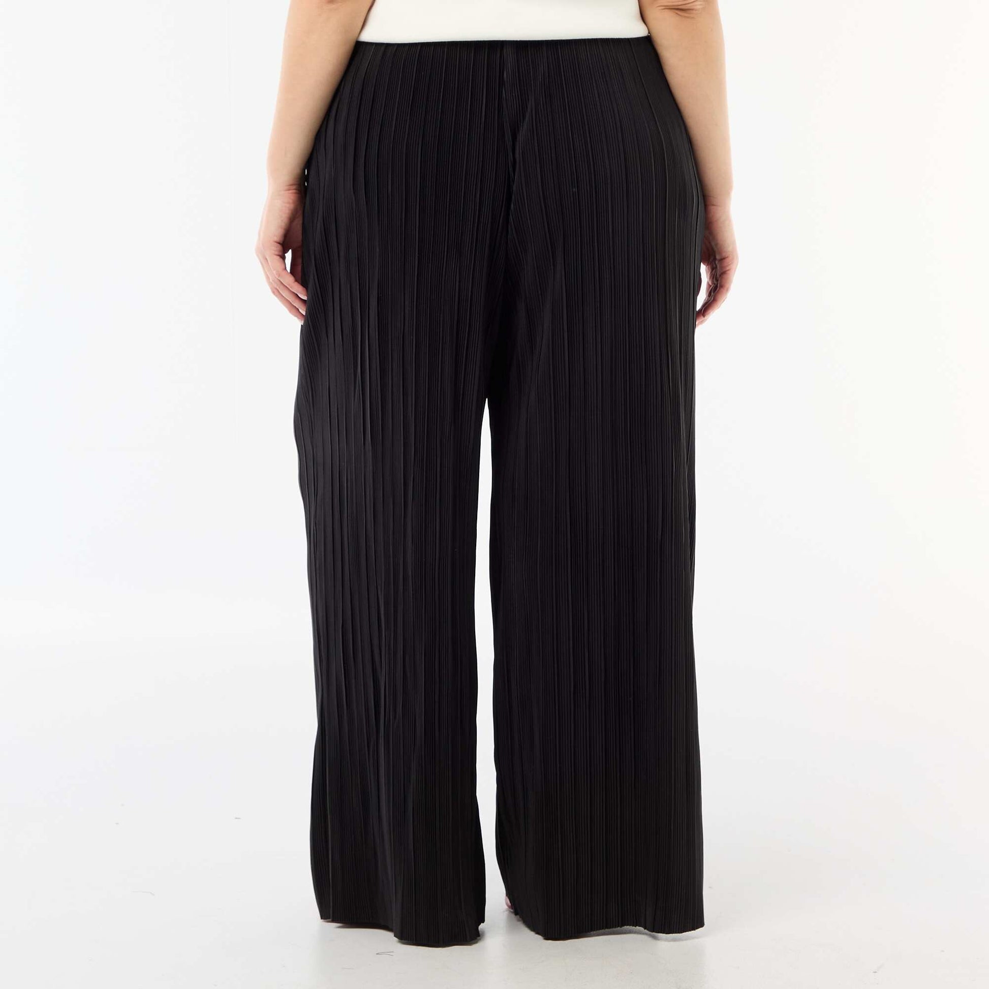 Pantalon large stretch côtelé NOIR