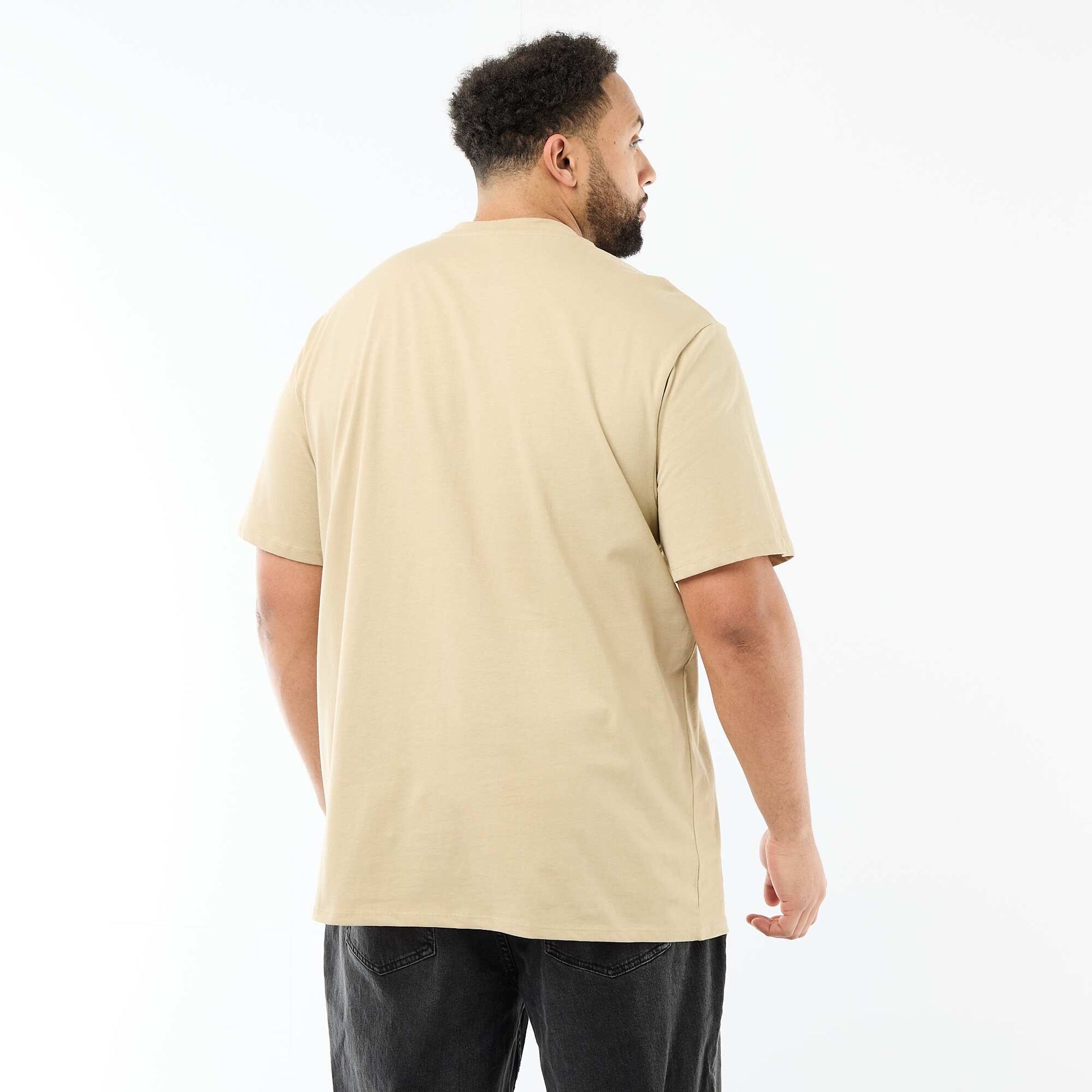 T-shirt en maille jersey à manches courtes BEIGE