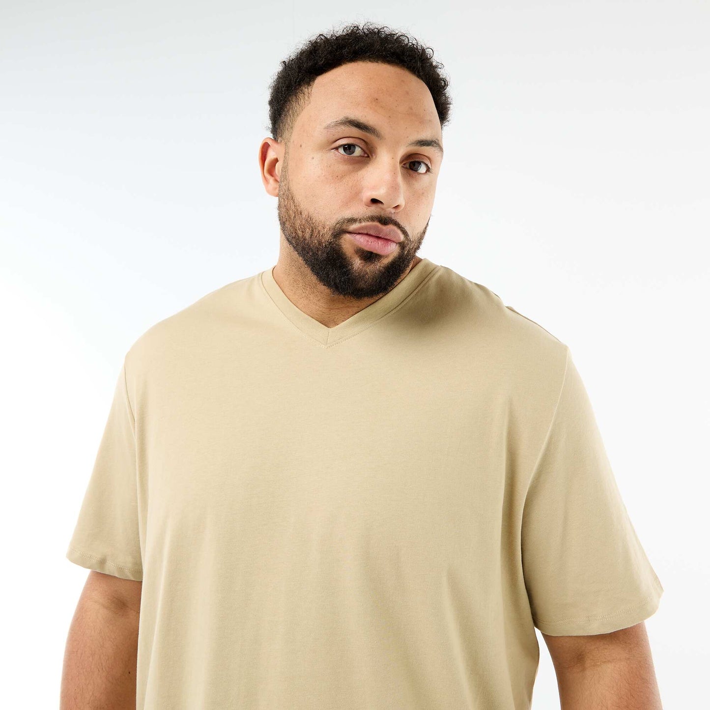 T-shirt en maille jersey à manches courtes BEIGE