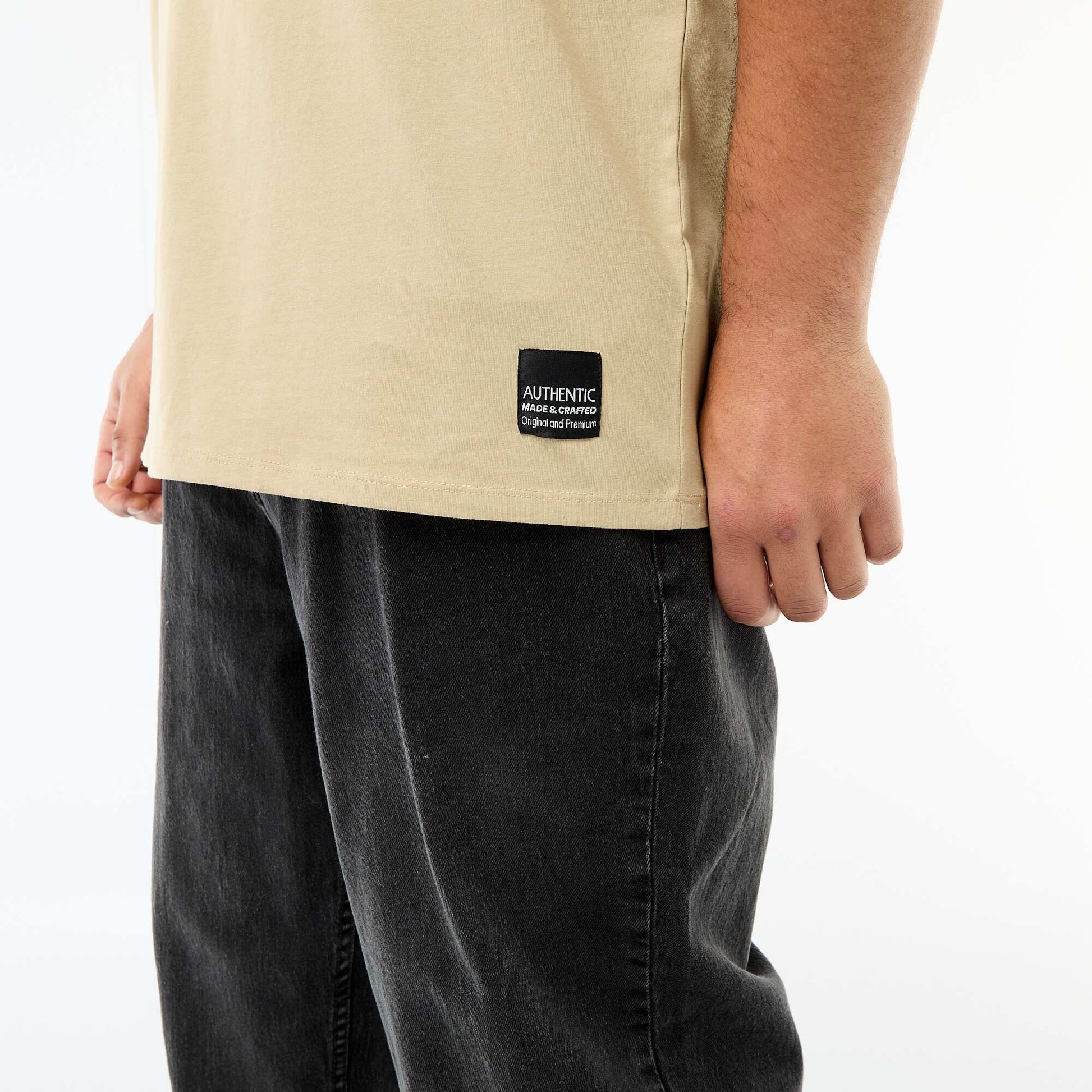 T-shirt en maille jersey à manches courtes BEIGE