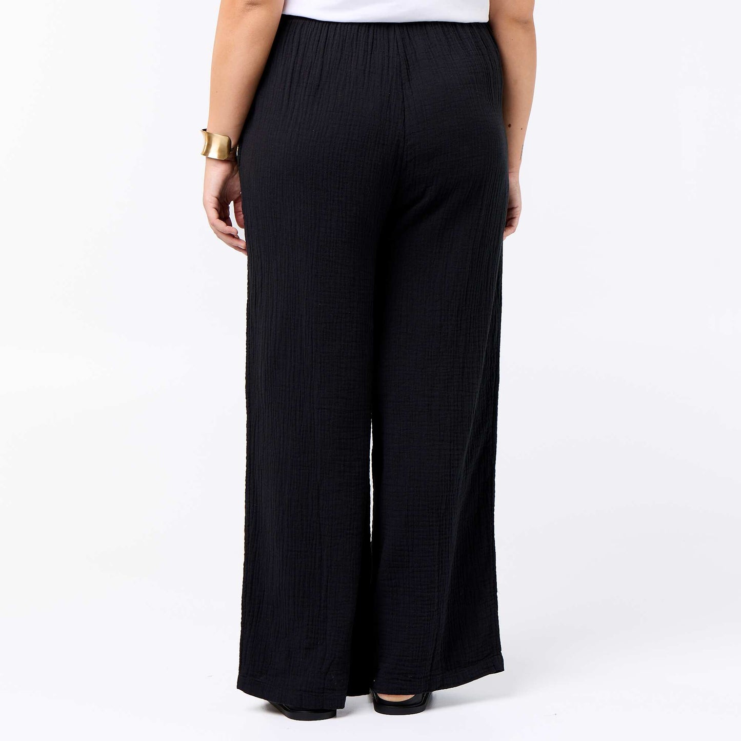 Pantalon large en gaze de coton NOIR