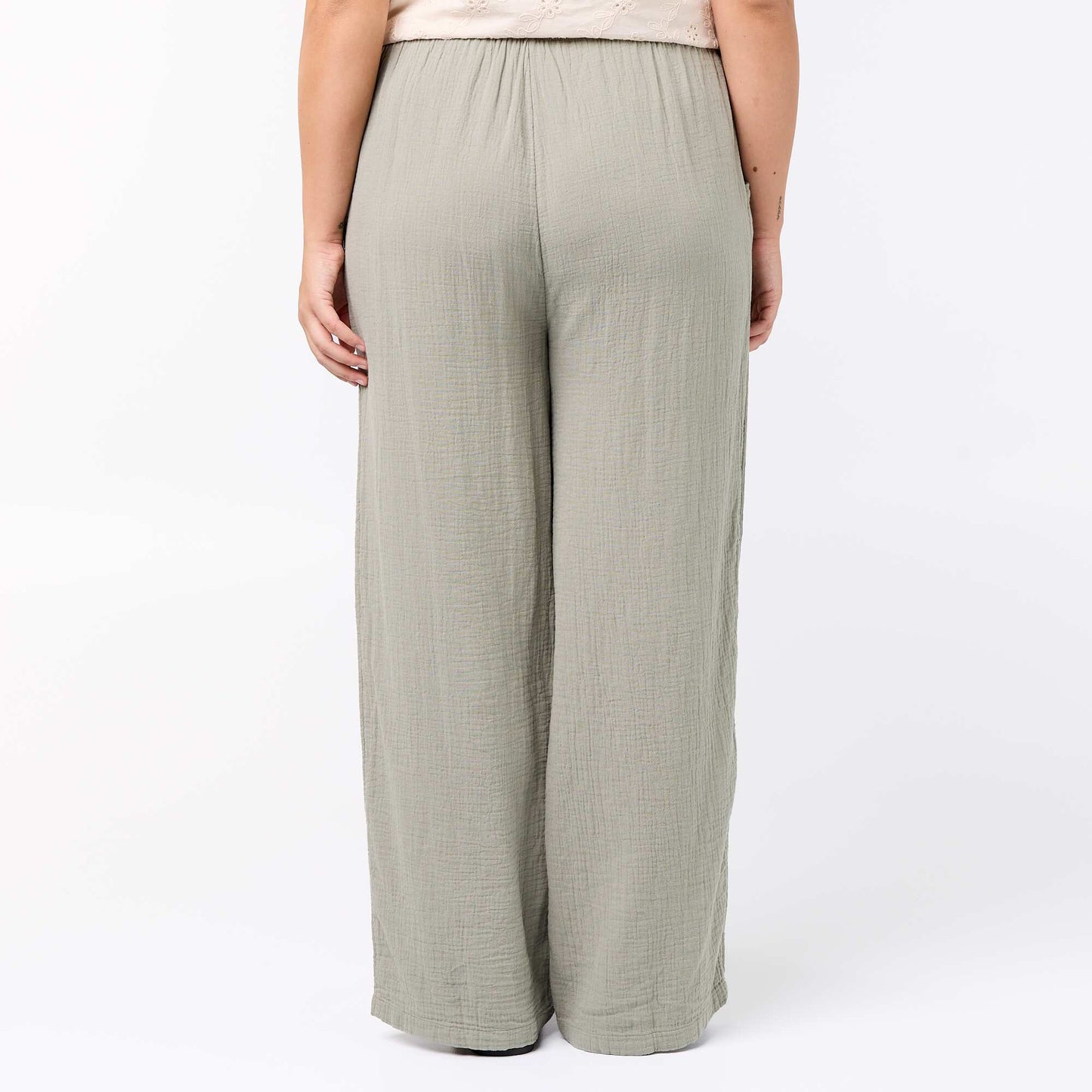 Pantalon large en gaze de coton VERT