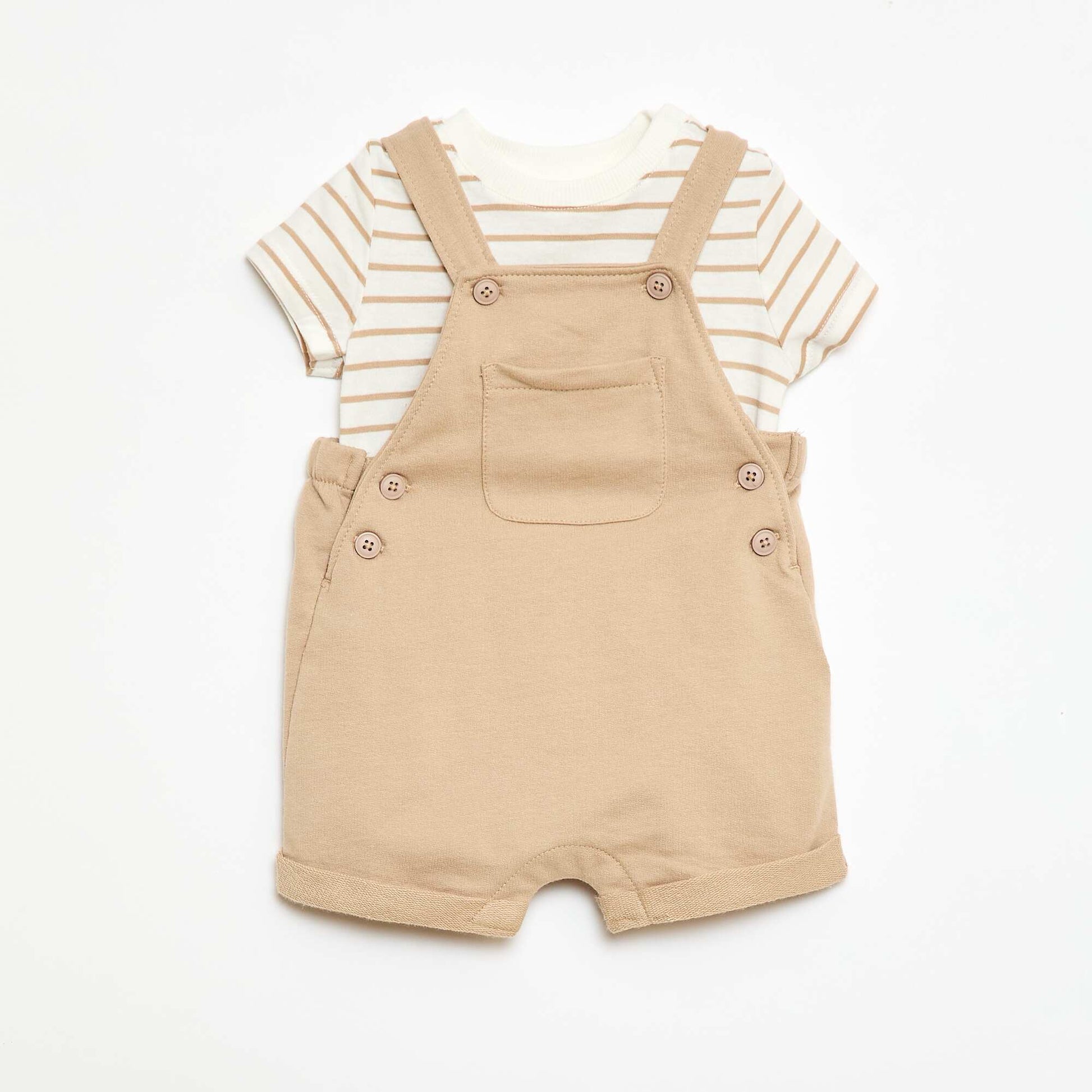 Ensemble 2 pièces T-shirt + salopette short BEIGE