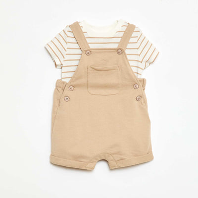 Ensemble 2 pièces T-shirt + salopette short BEIGE